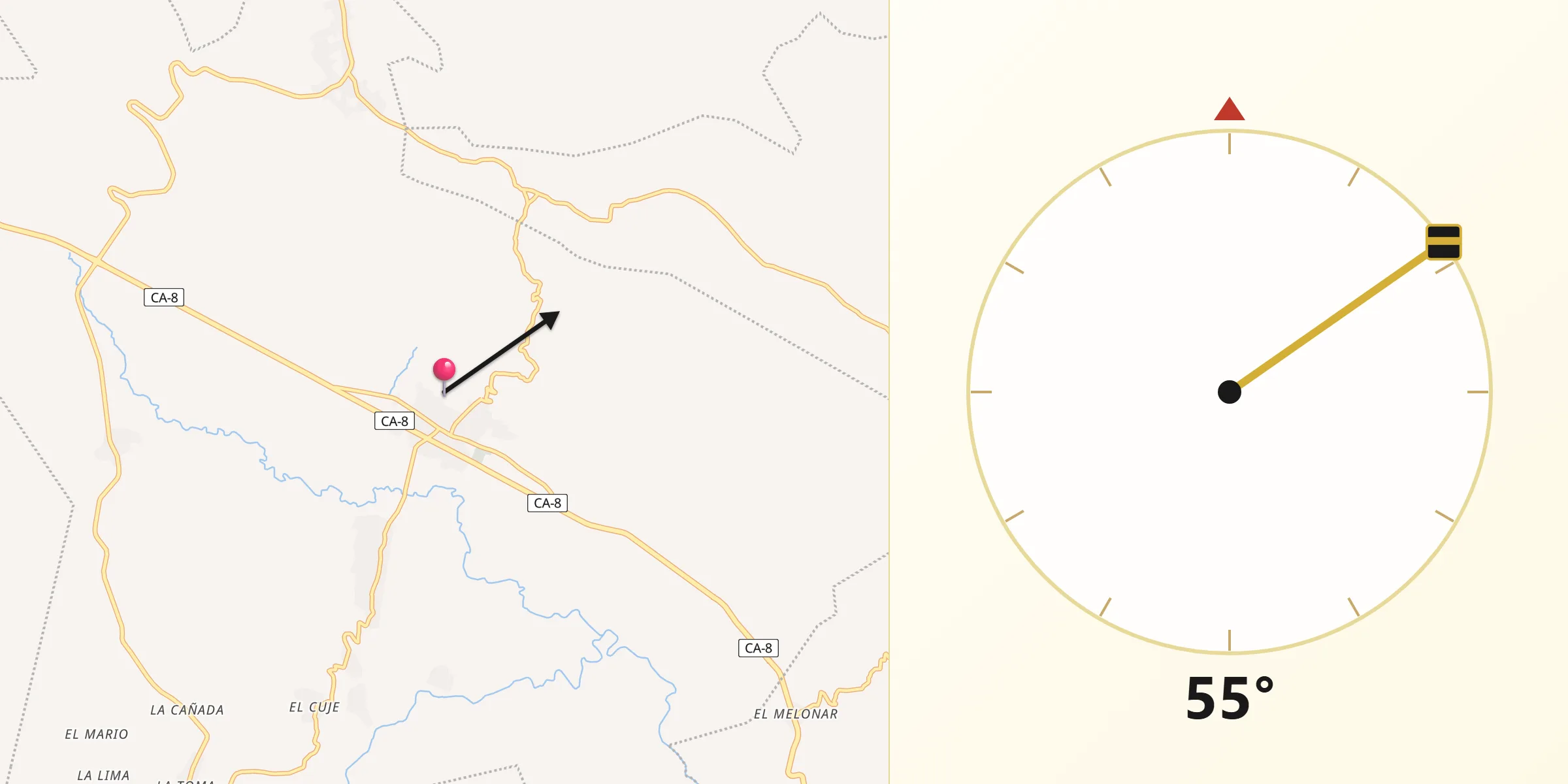 Dirección de la Qibla desde Jalpatagua