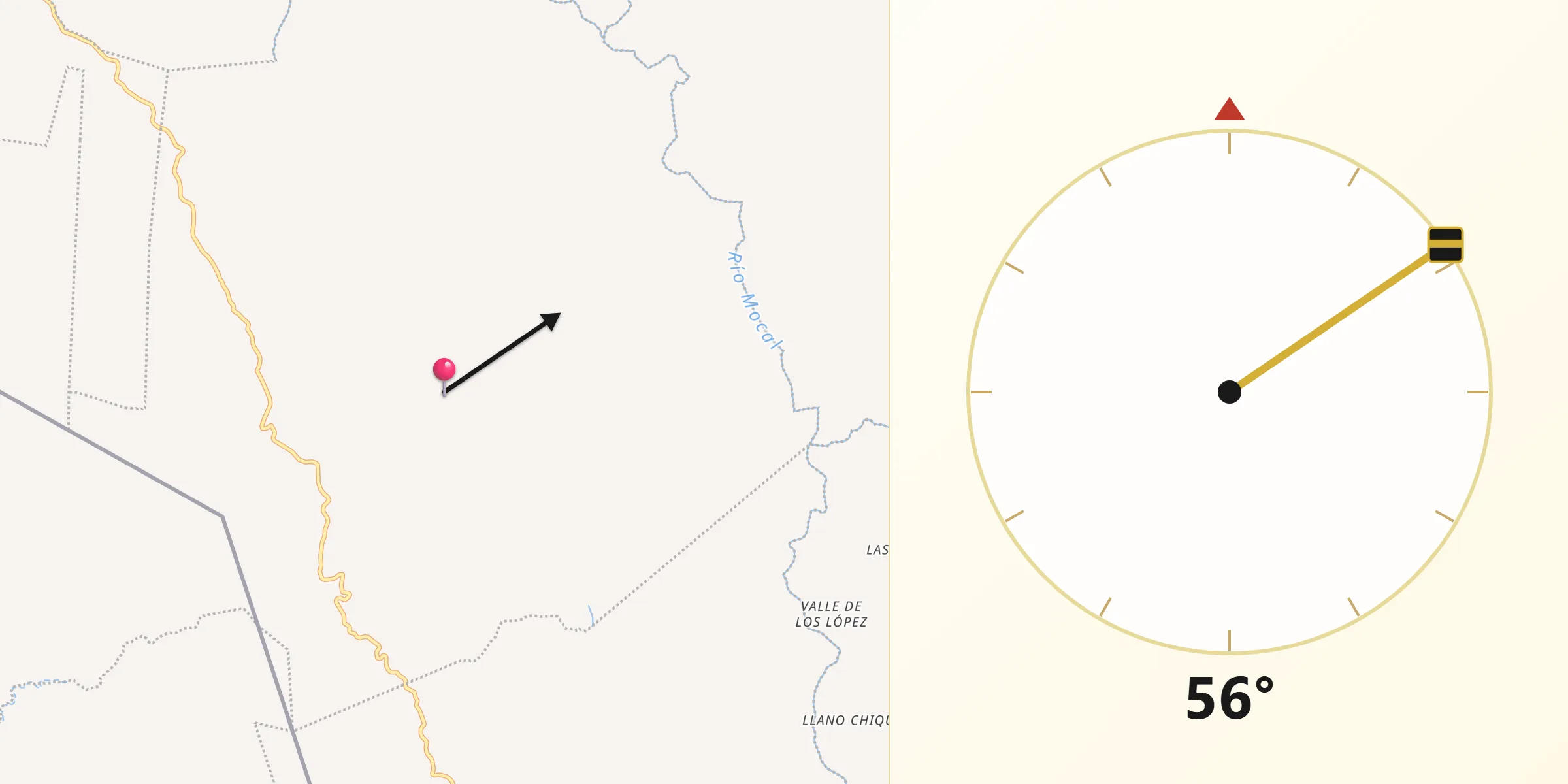 Dirección de la Qibla desde Valladolid