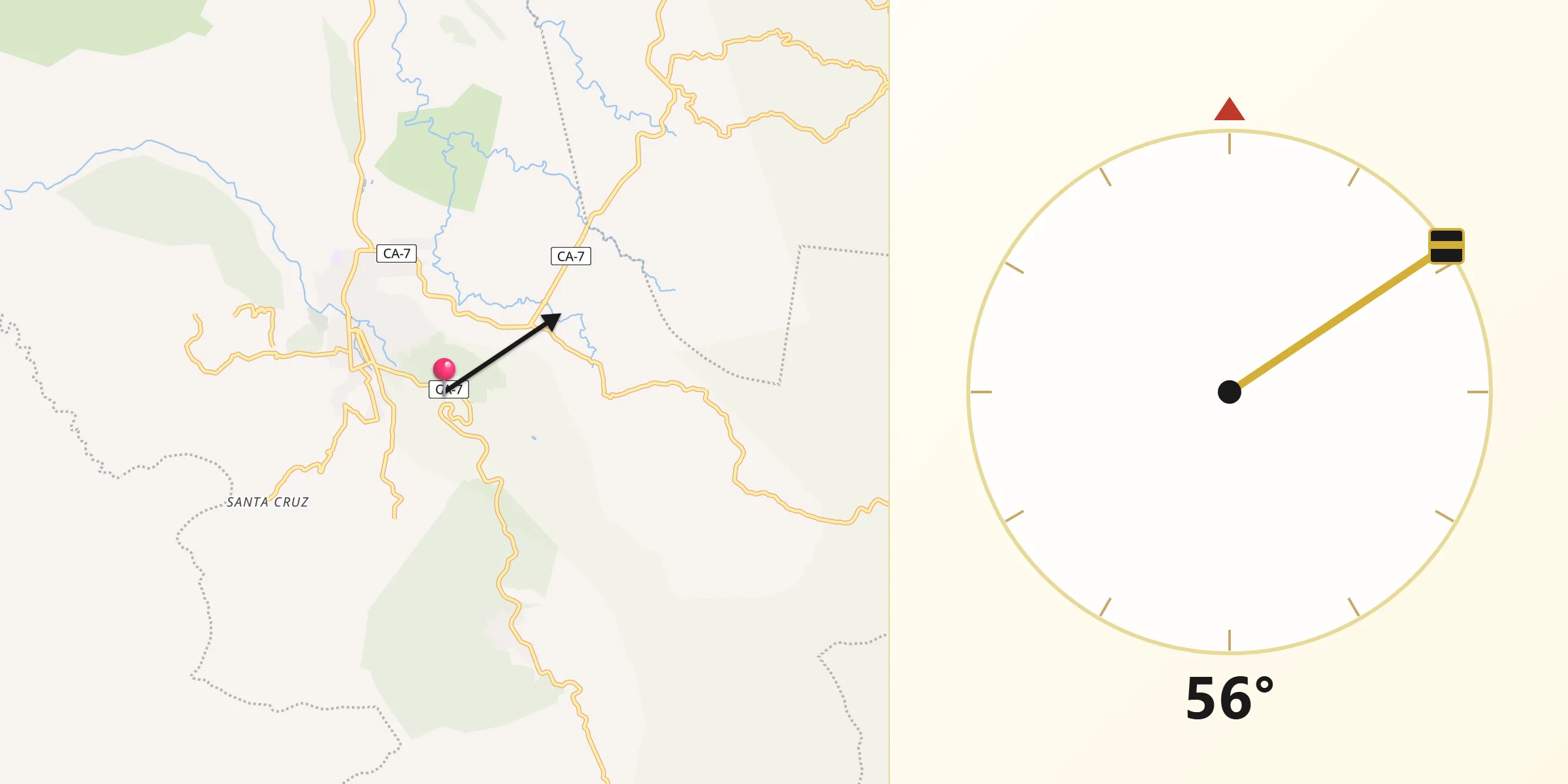 Dirección de la Qibla desde Marcala
