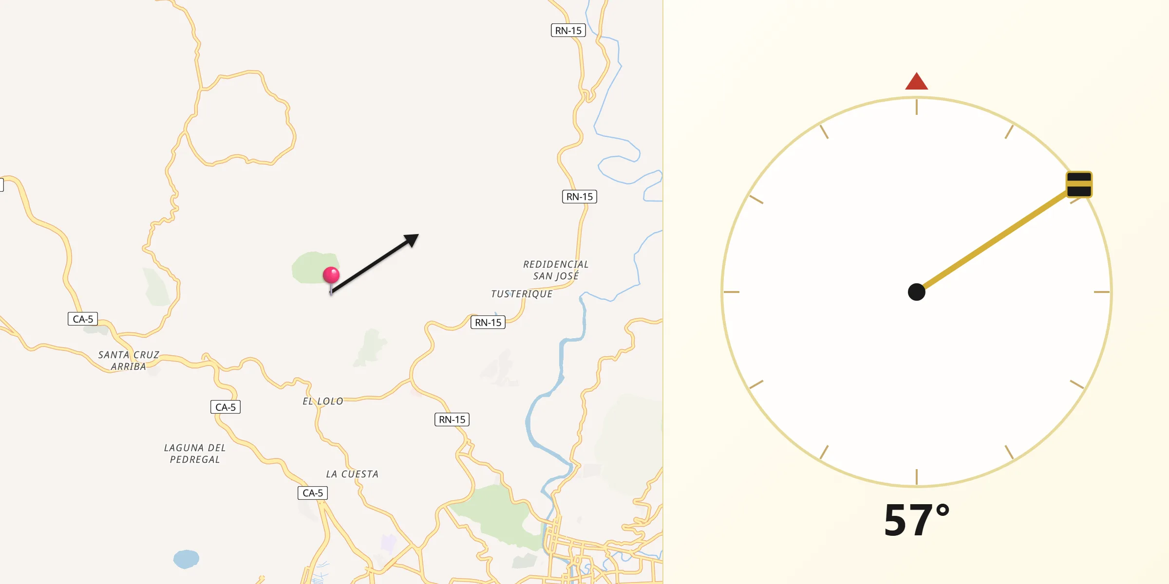 Dirección de la Qibla desde Distrito Central