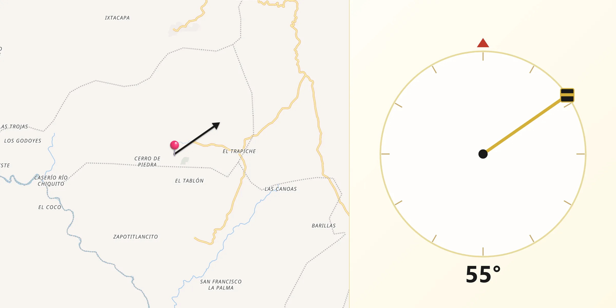 Dirección de la Qibla desde El Adelanto