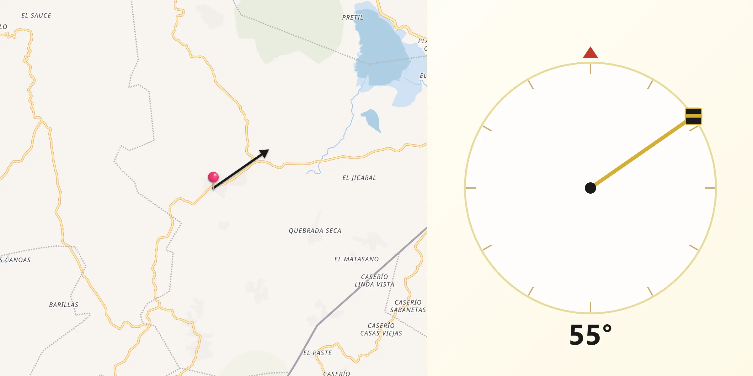 Dirección de la Qibla desde Atescatempa