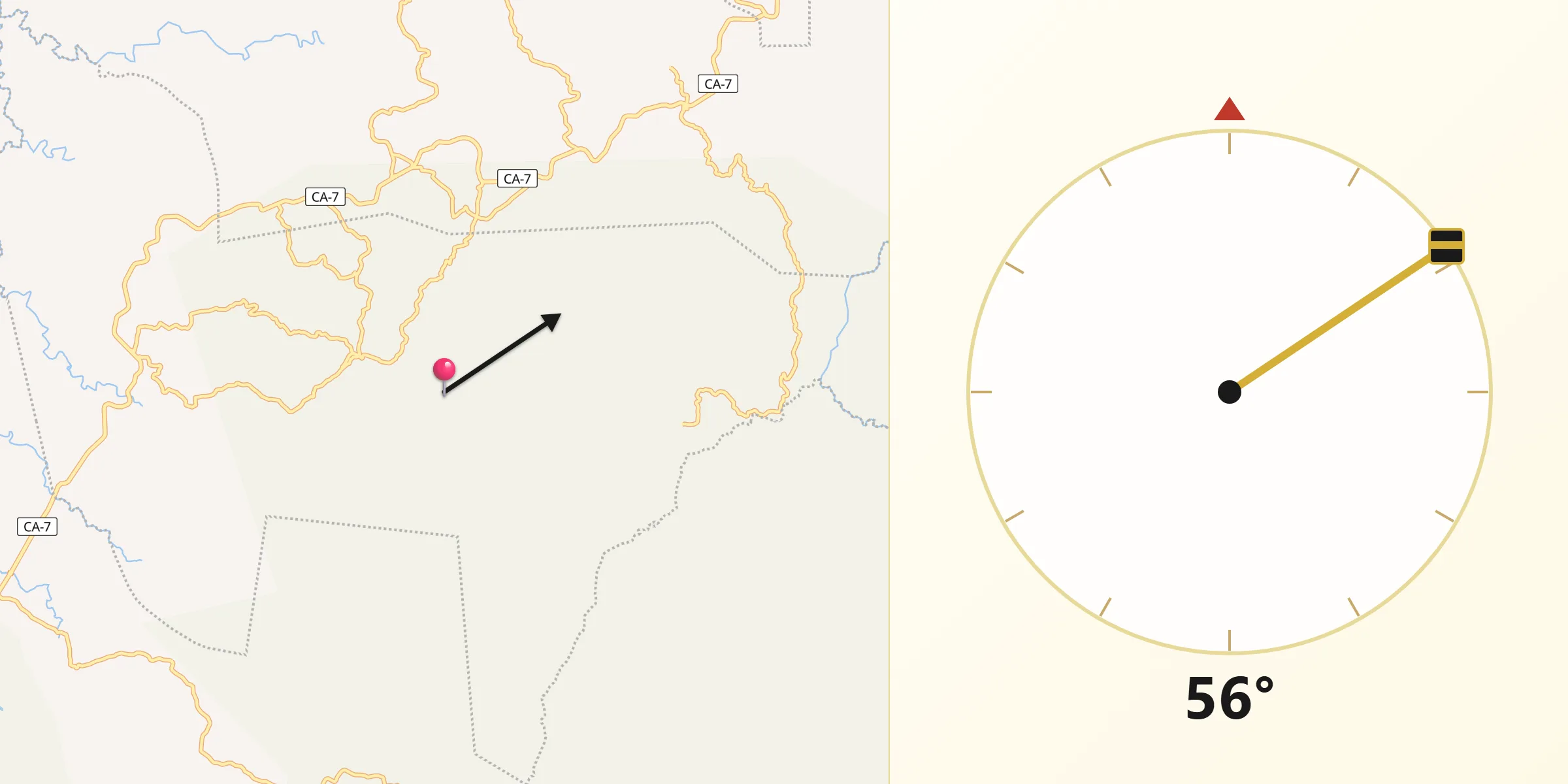 Dirección de la Qibla desde Chinacla