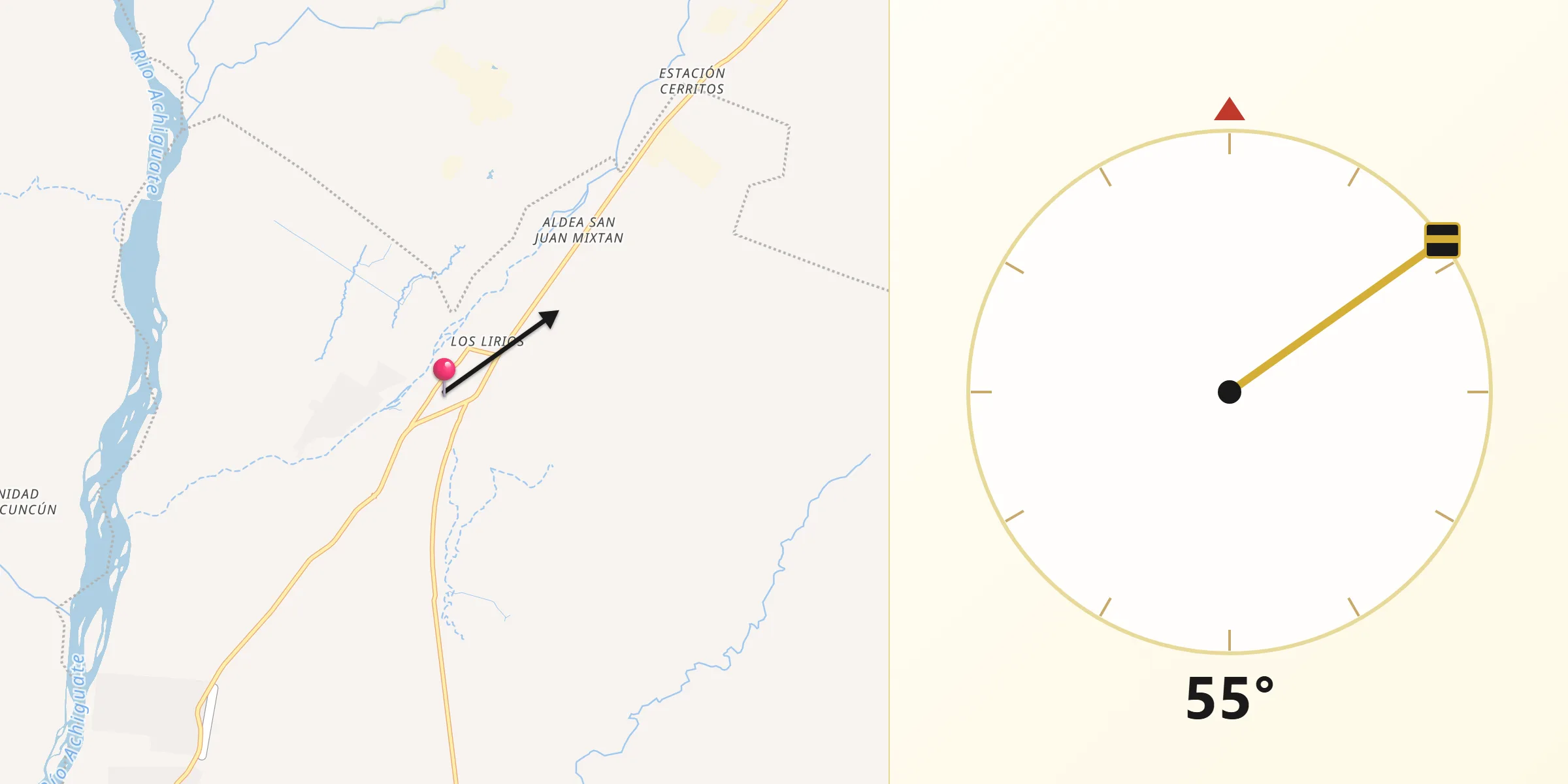 Dirección de la Qibla desde Masagua