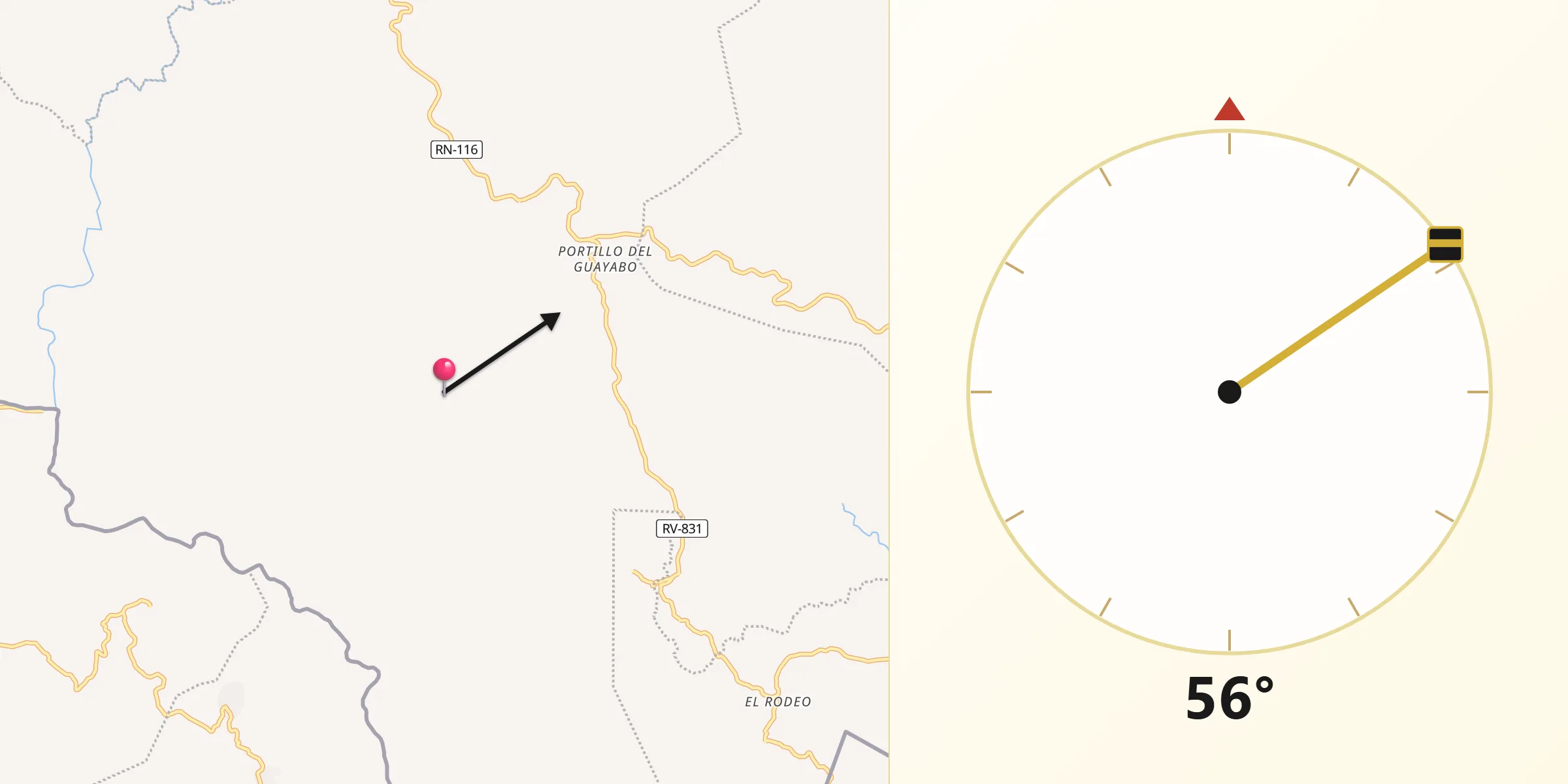 Dirección de la Qibla desde Guarita