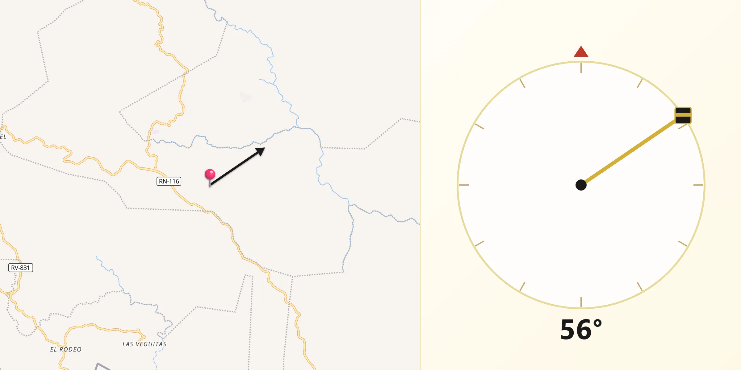 Dirección de la Qibla desde Tambla