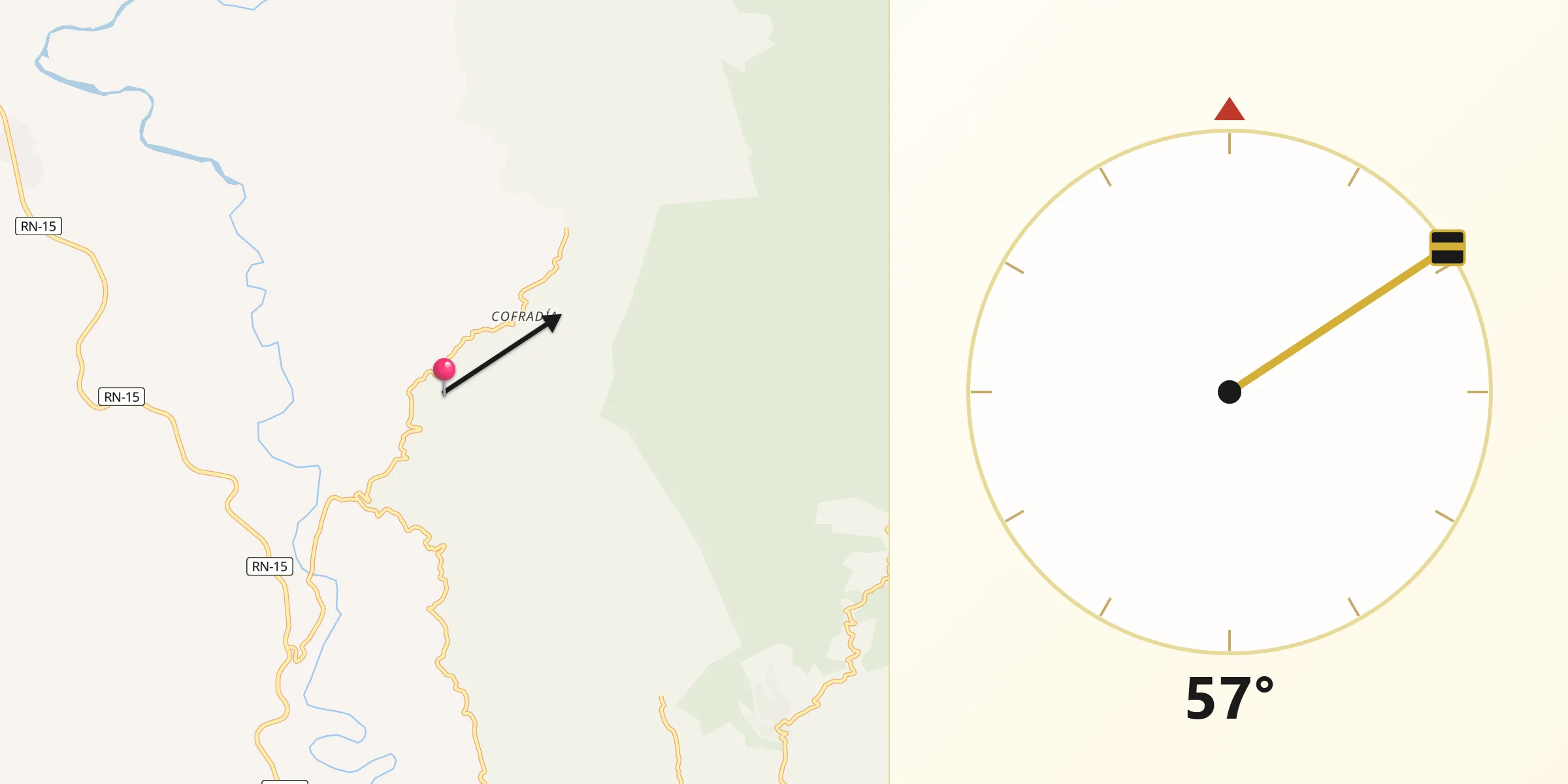 Dirección de la Qibla desde Cofradía