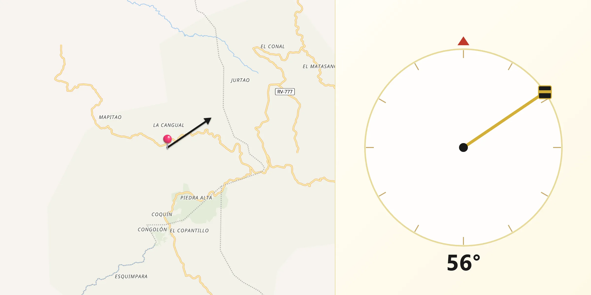 Dirección de la Qibla desde San Andrés