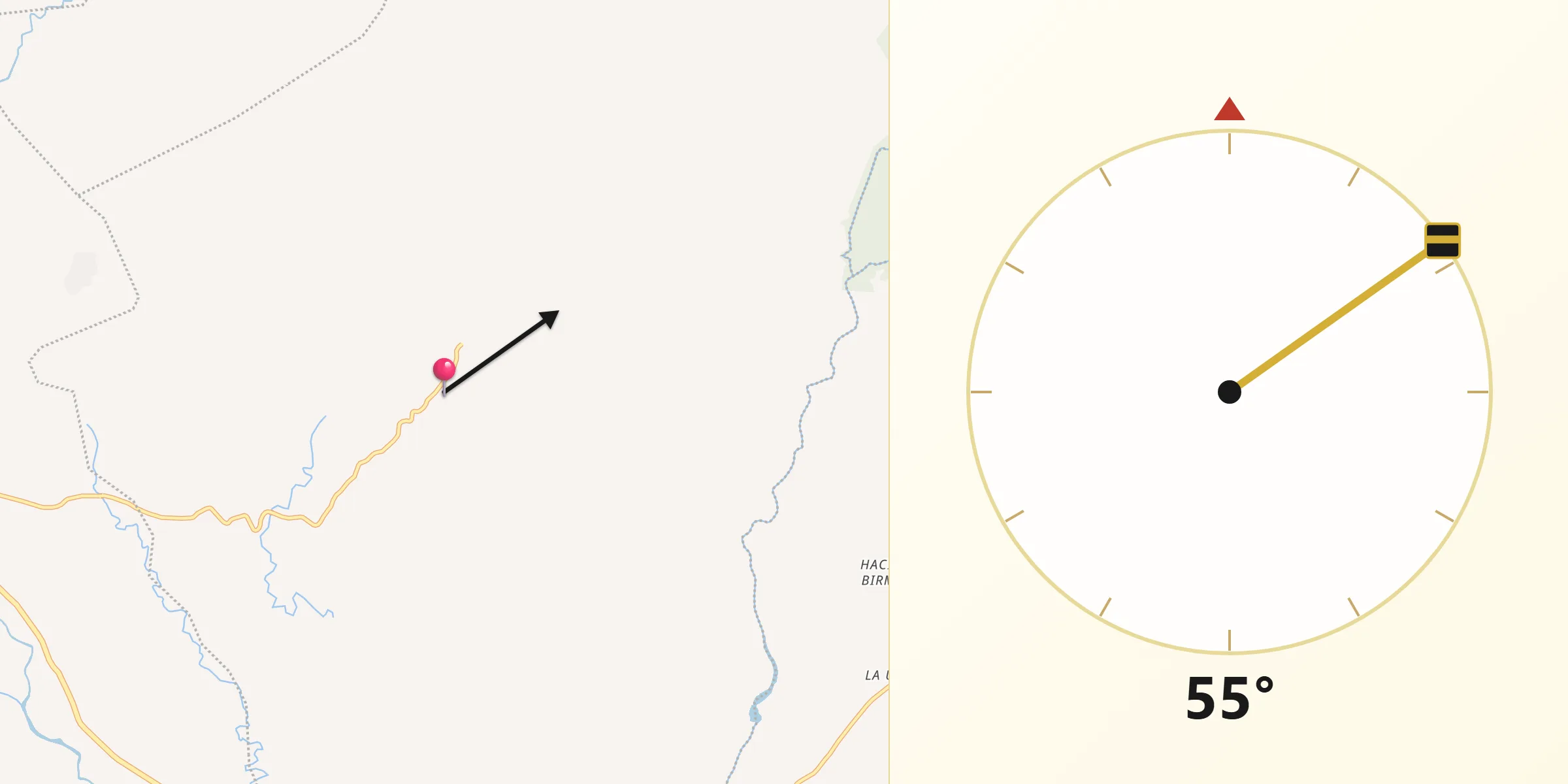Dirección de la Qibla desde Guanagazapa