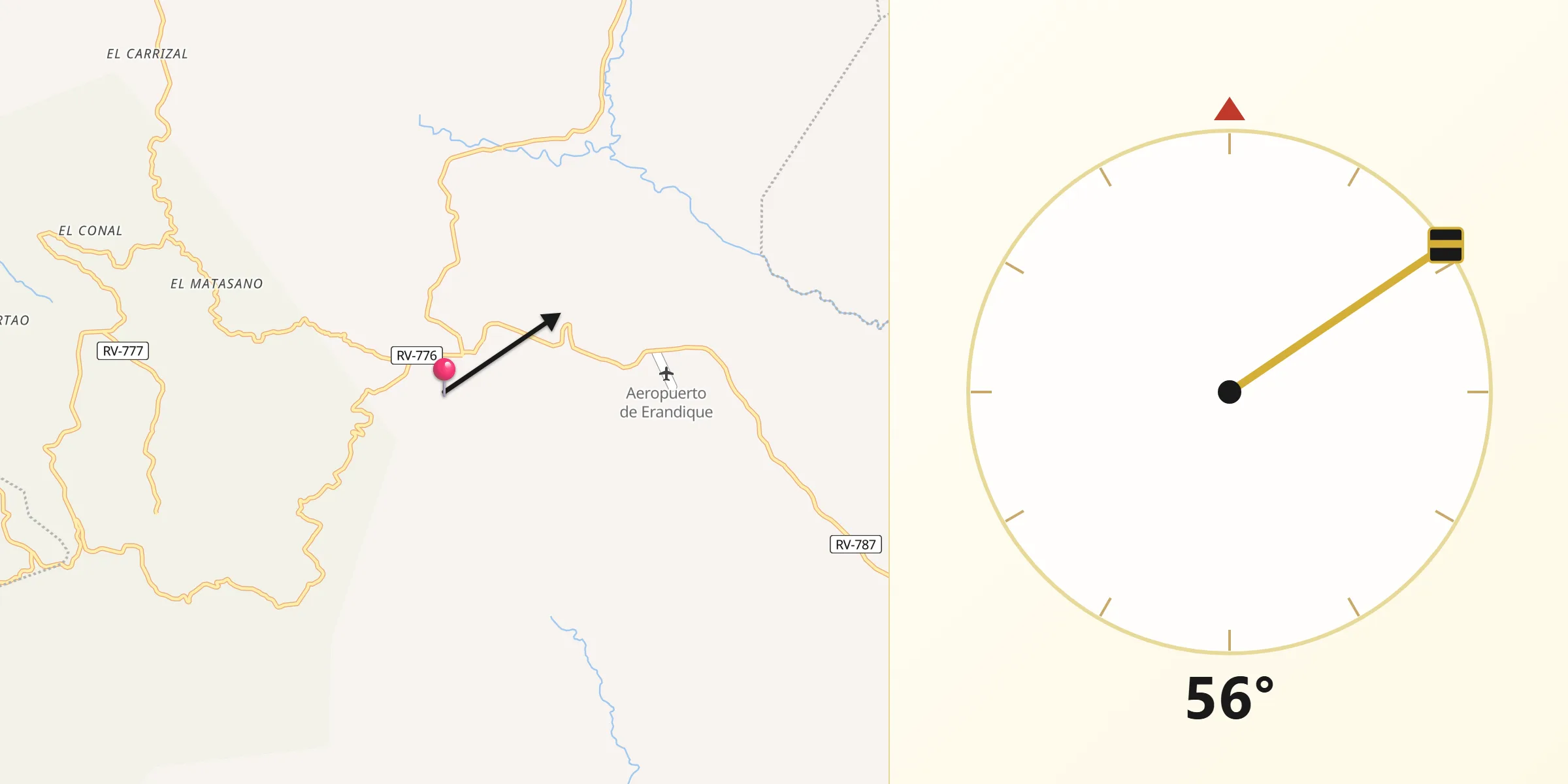 Dirección de la Qibla desde Erandique