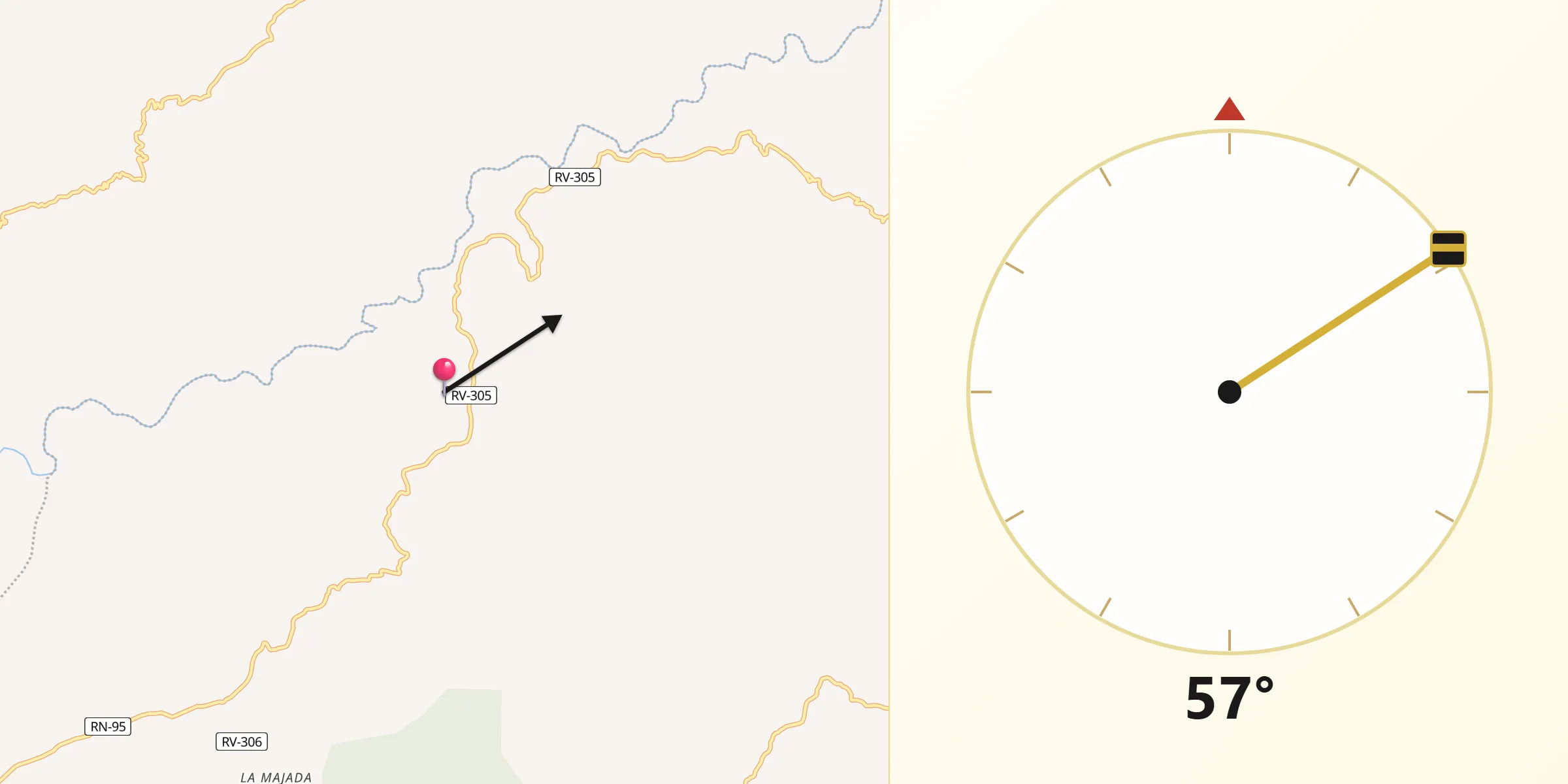 Dirección de la Qibla desde Las Ánimas