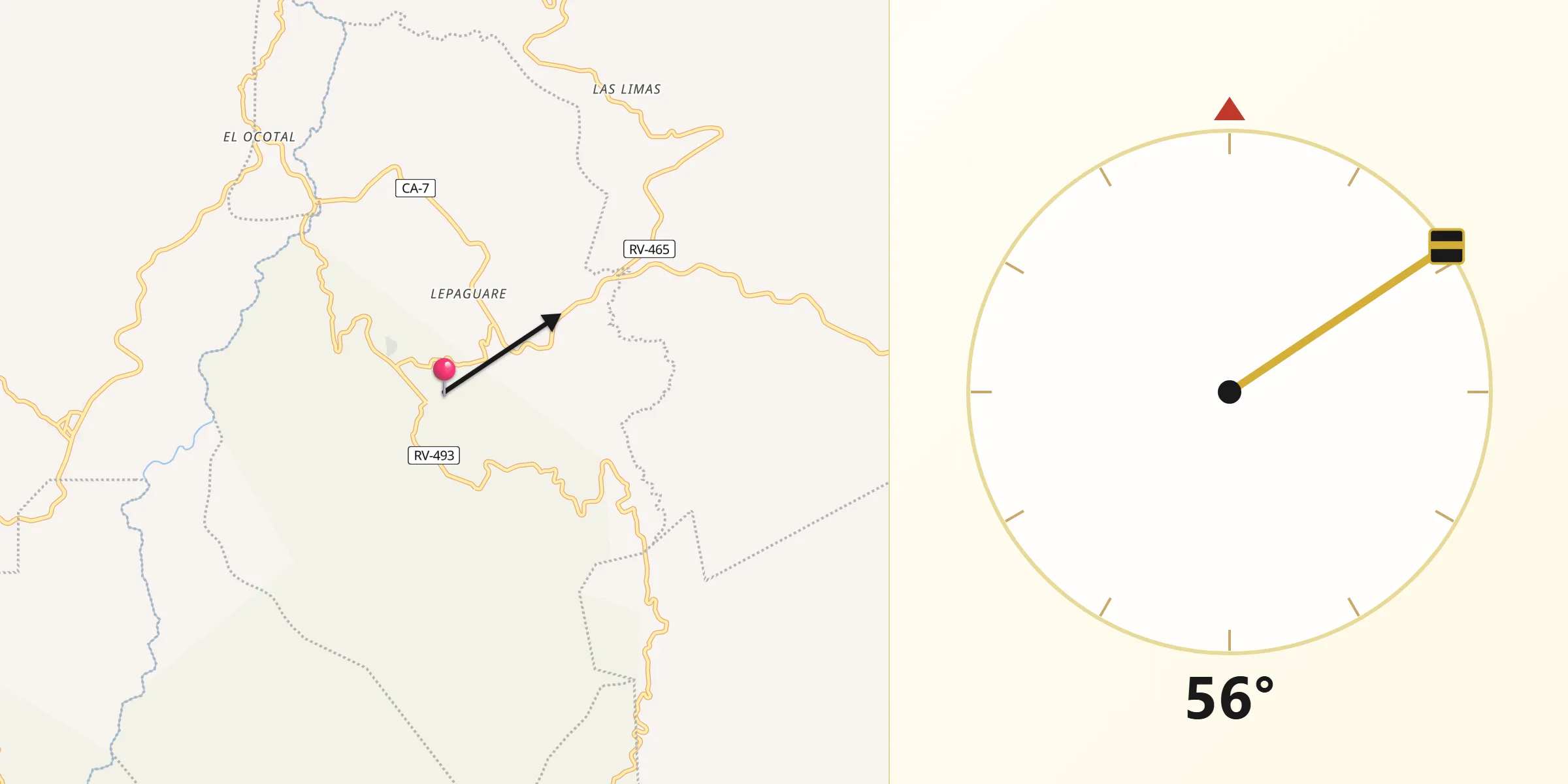 Dirección de la Qibla desde San Pedro de Tutule