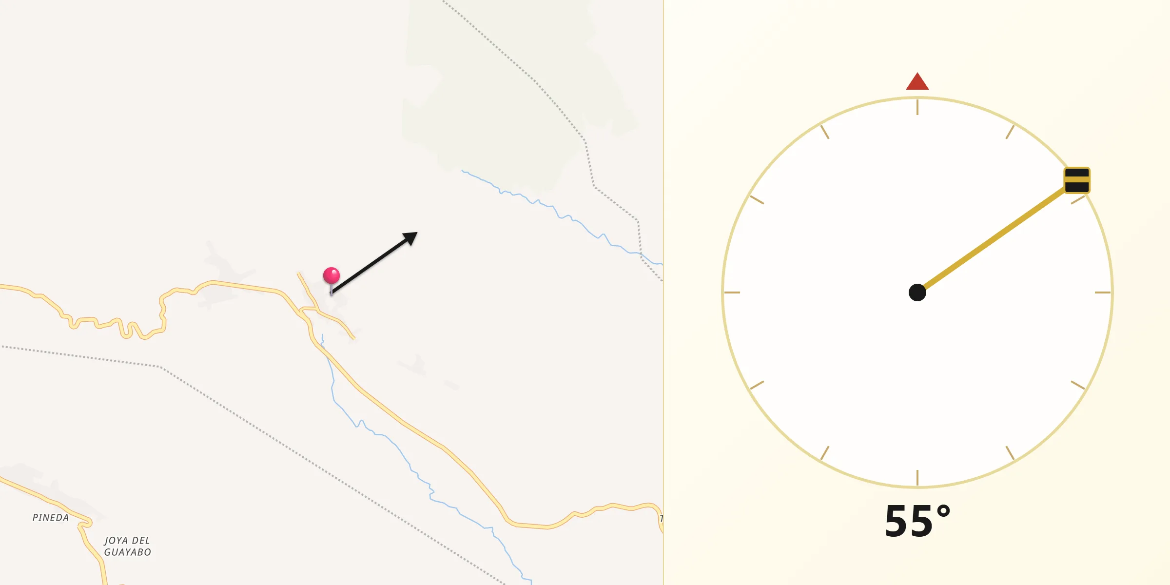 Dirección de la Qibla desde San José Acatempa