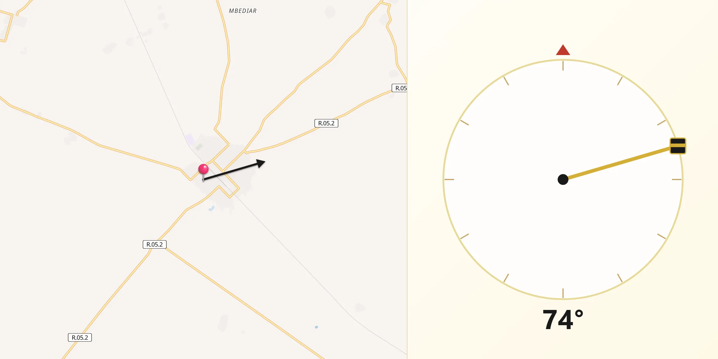 Direction vers la Qibla depuis Guinguinéo
