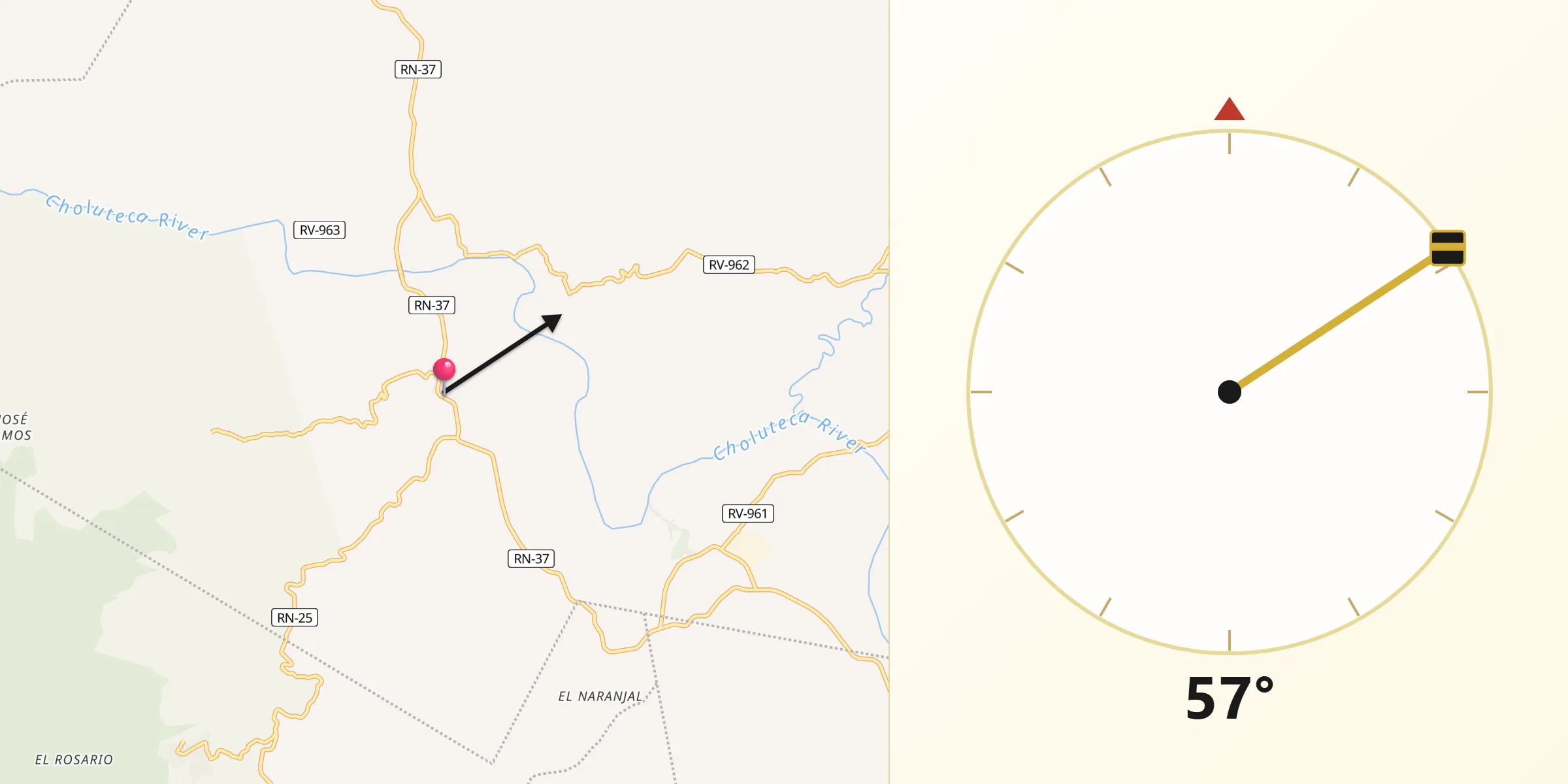 Dirección de la Qibla desde San Juan de Flores