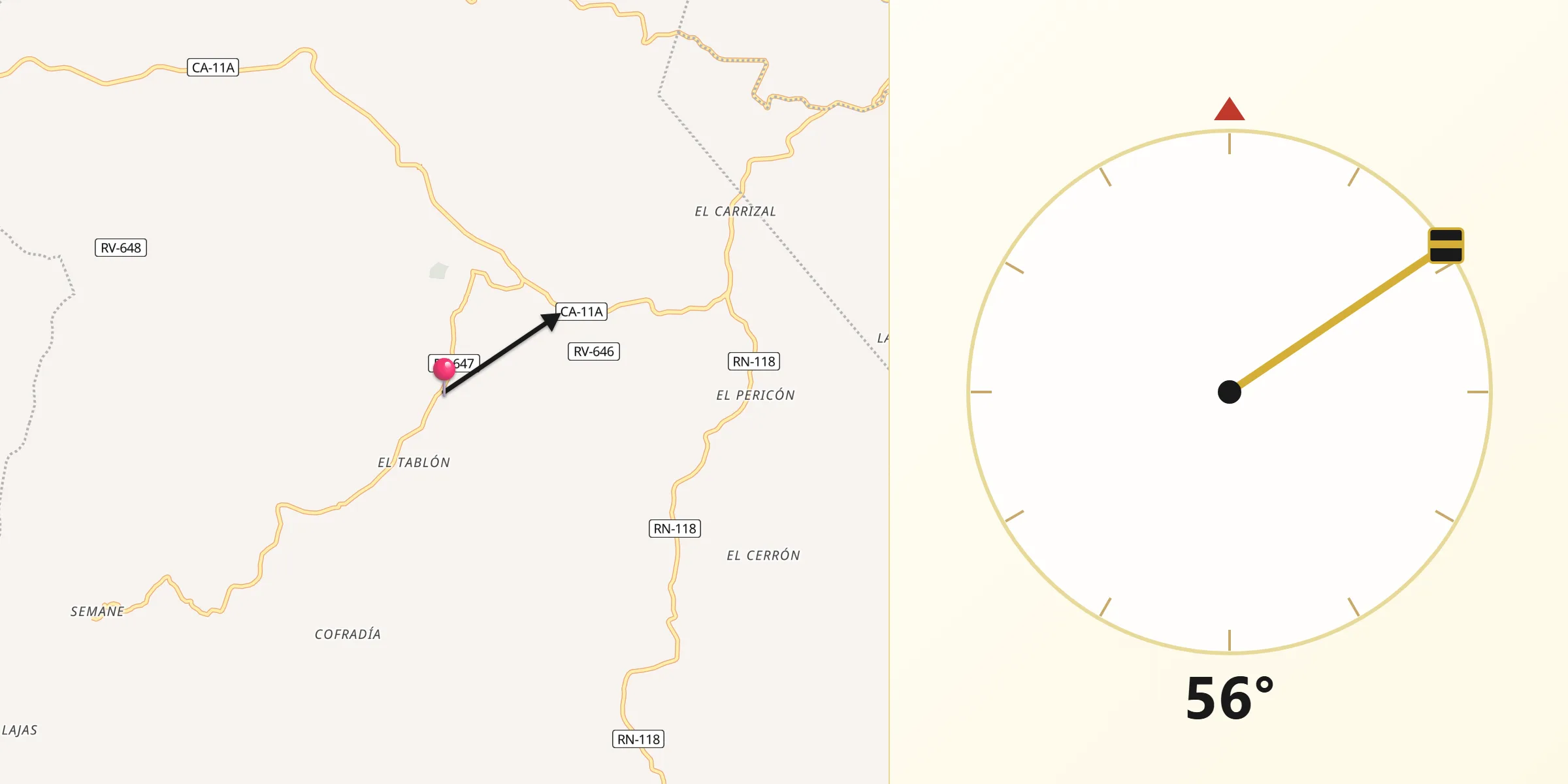 Dirección de la Qibla desde Yamaranguila