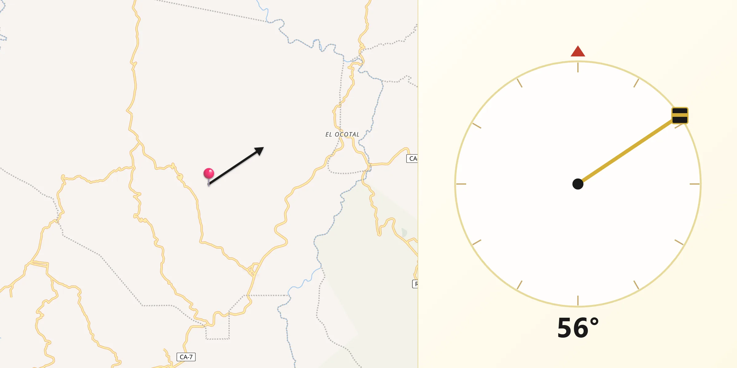 Dirección de la Qibla desde Santa María