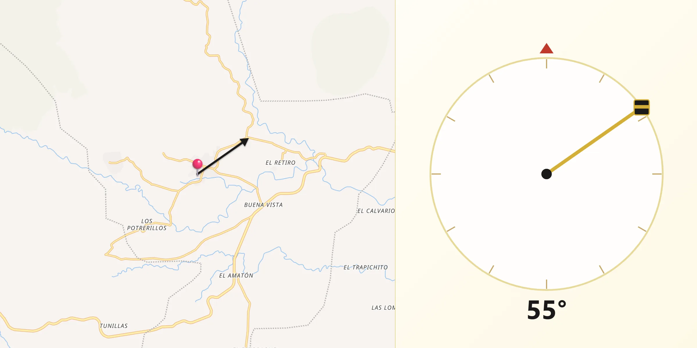 Dirección de la Qibla desde Quesada