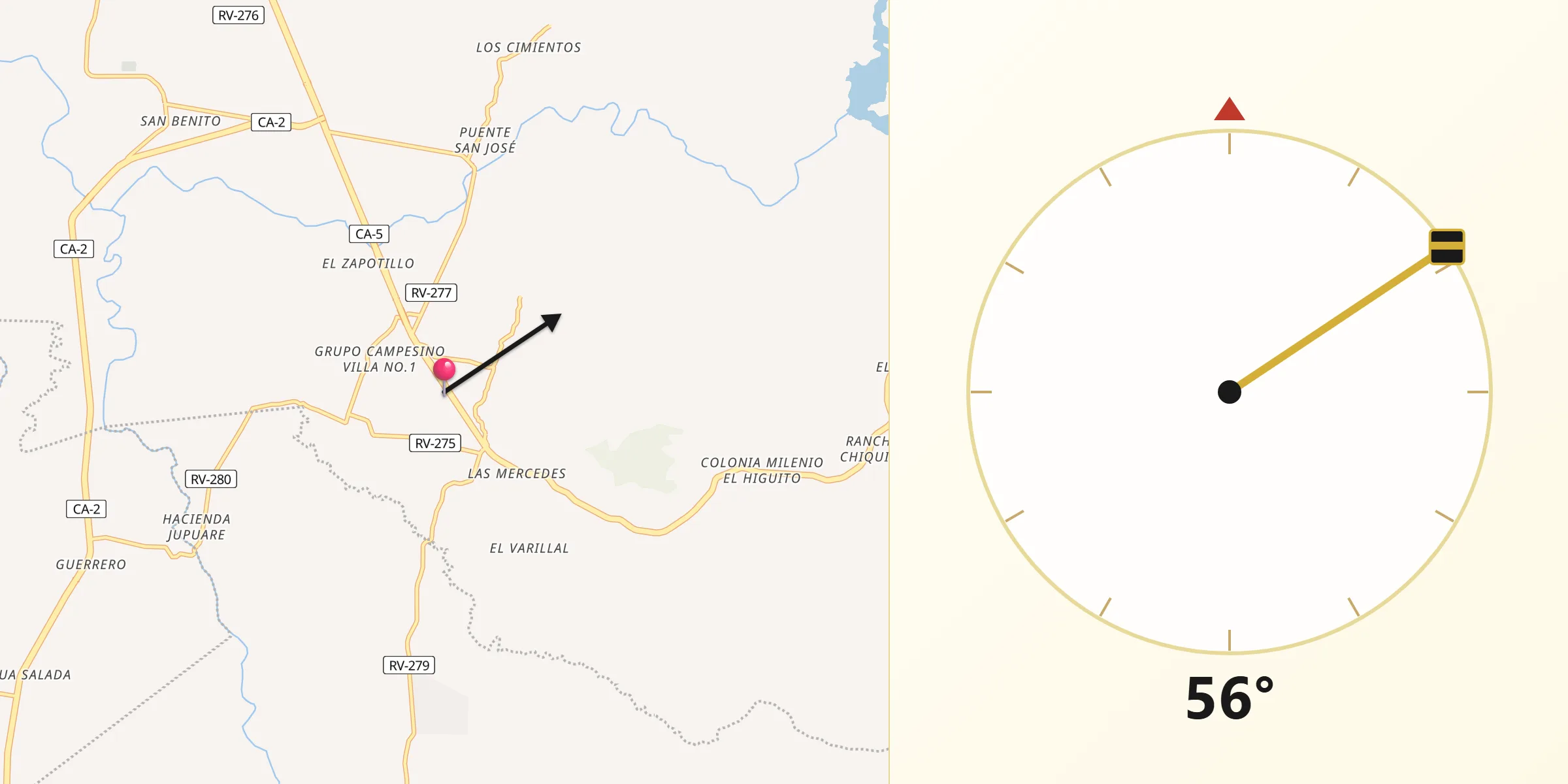 Dirección de la Qibla desde Flores