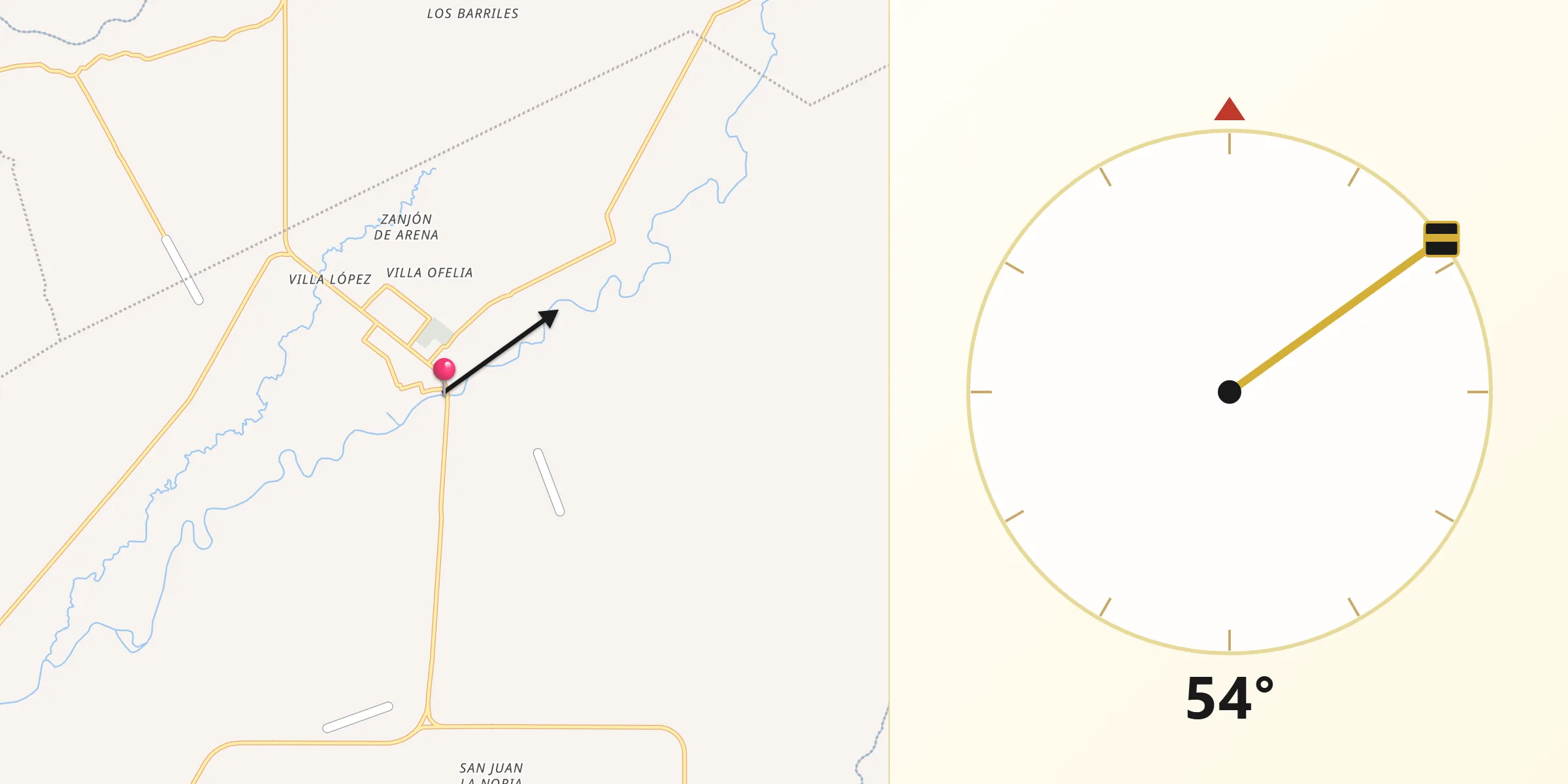 Dirección de la Qibla desde Tiquisate