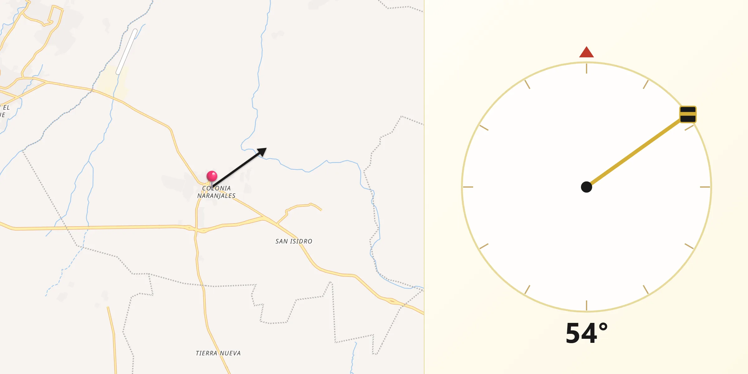 Dirección de la Qibla desde Siquinalá