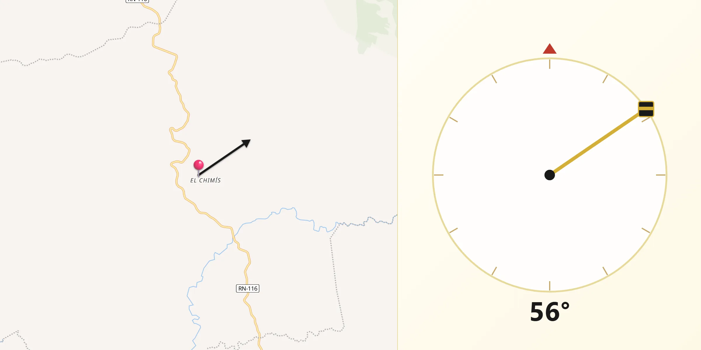 Dirección de la Qibla desde Cololaca