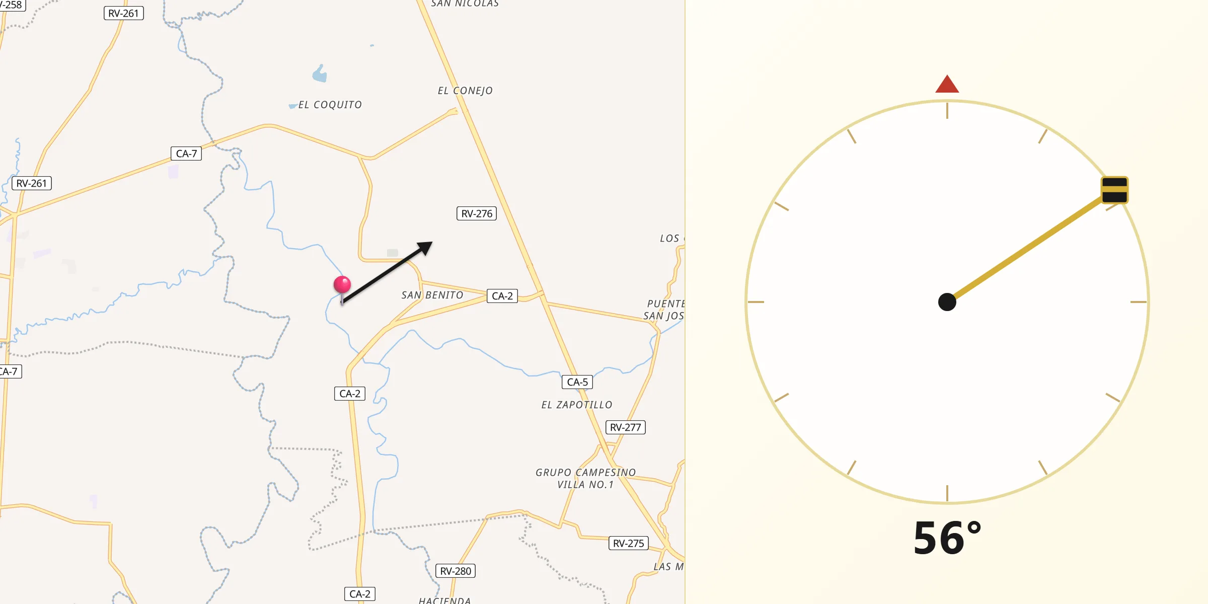 Dirección de la Qibla desde Villa de San Antonio