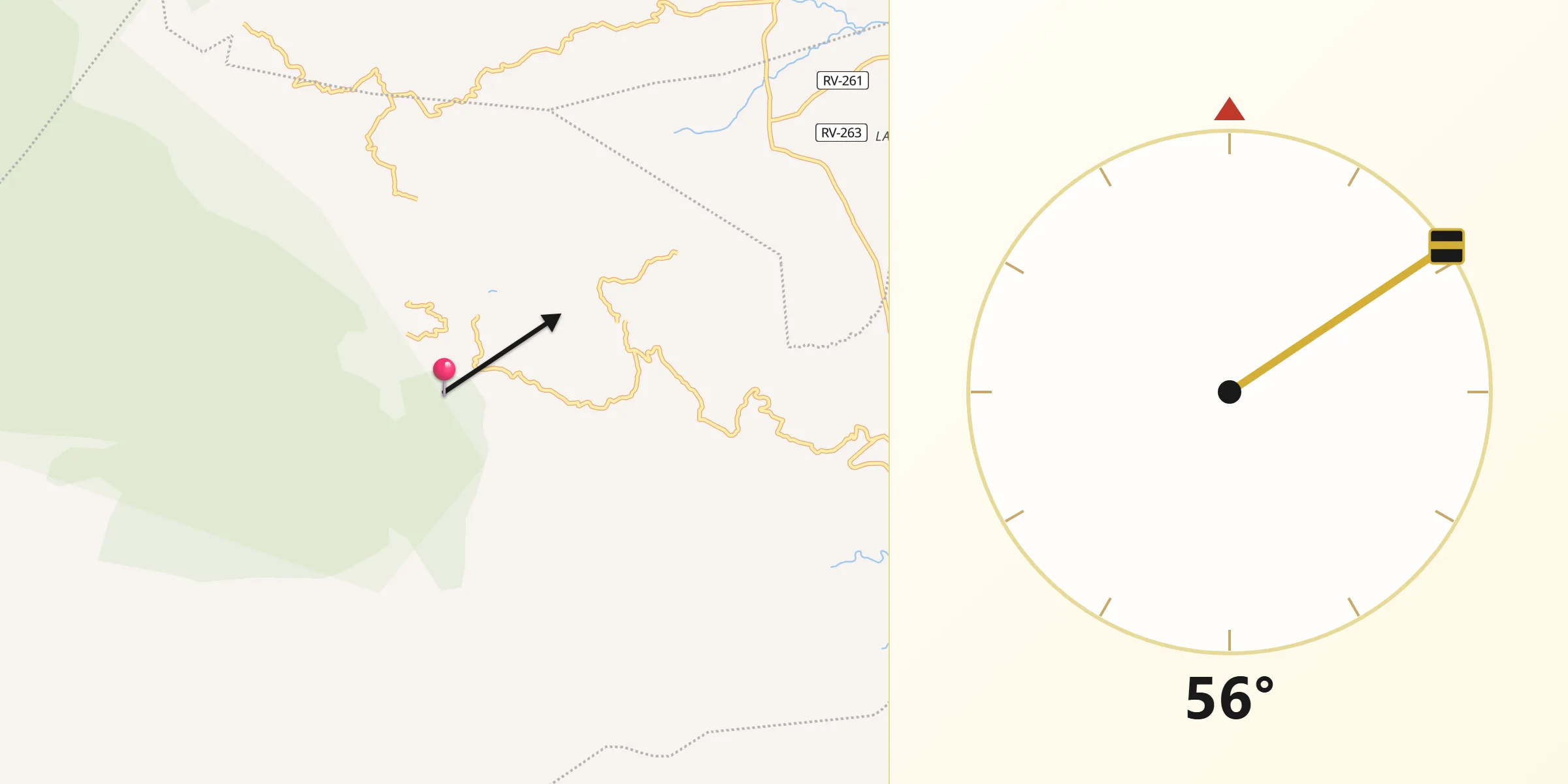 Dirección de la Qibla desde Tepanguare