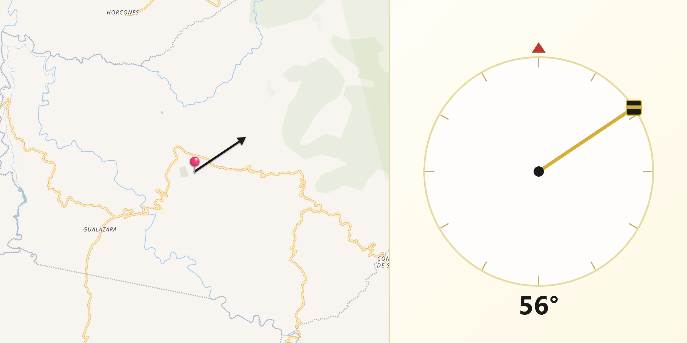Dirección de la Qibla desde Santiago Puringla