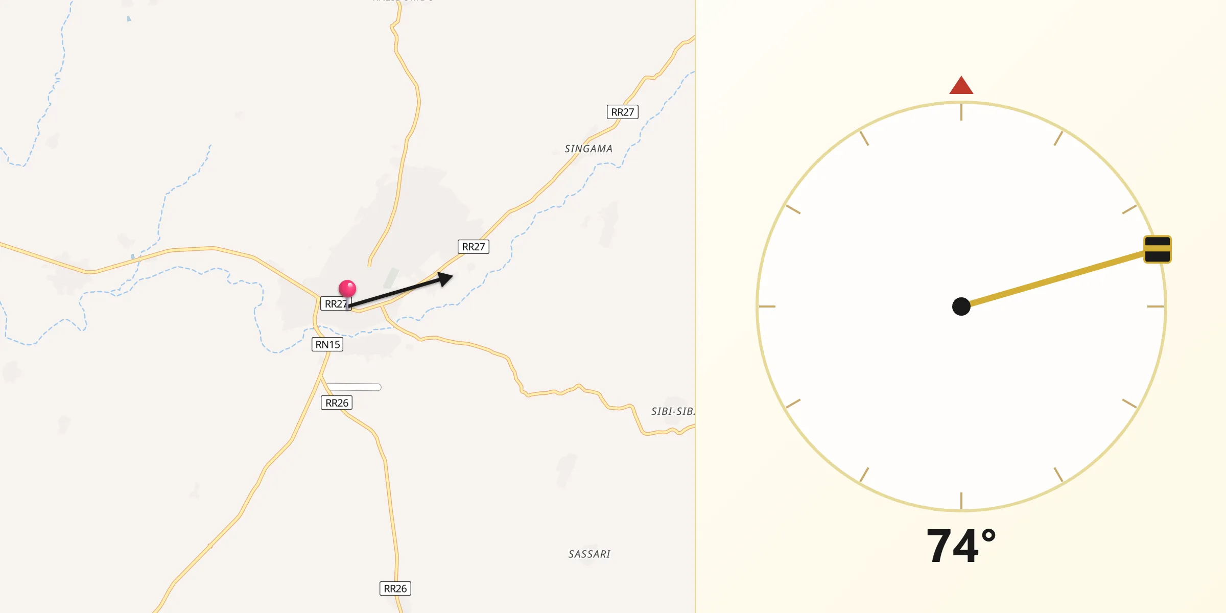 Direction vers la Qibla depuis Bandiagara