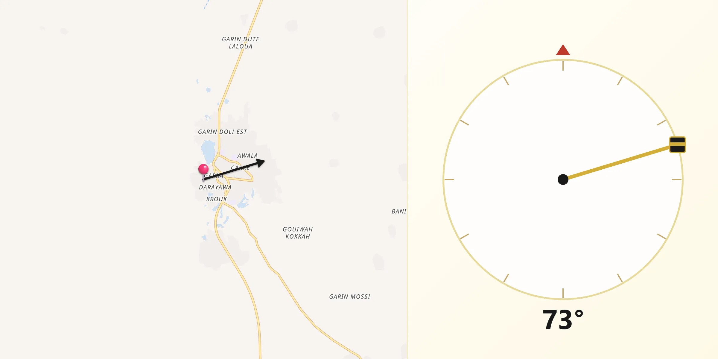 Direction vers la Qibla depuis Filingué