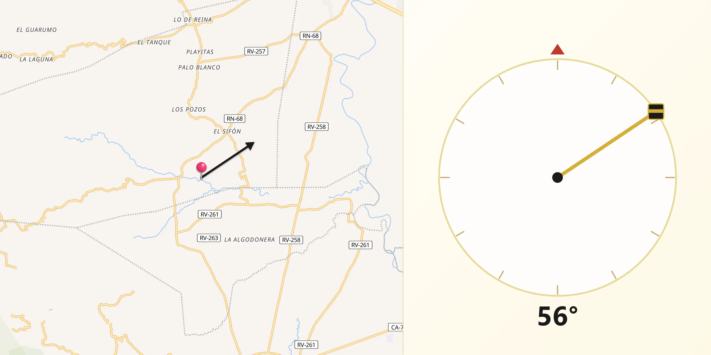 Dirección de la Qibla desde Ajuterique