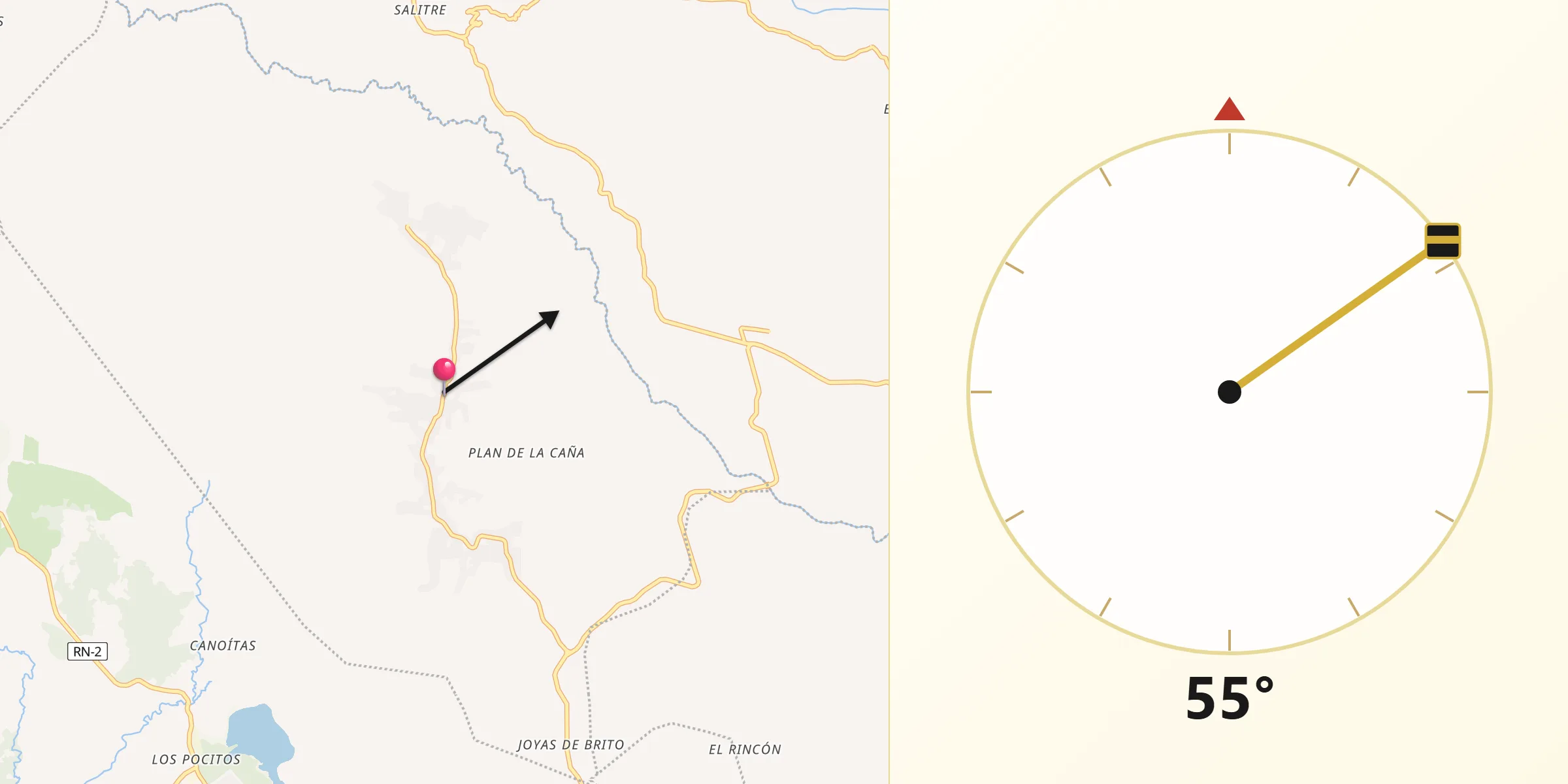 Dirección de la Qibla desde Santa Cruz Naranjo