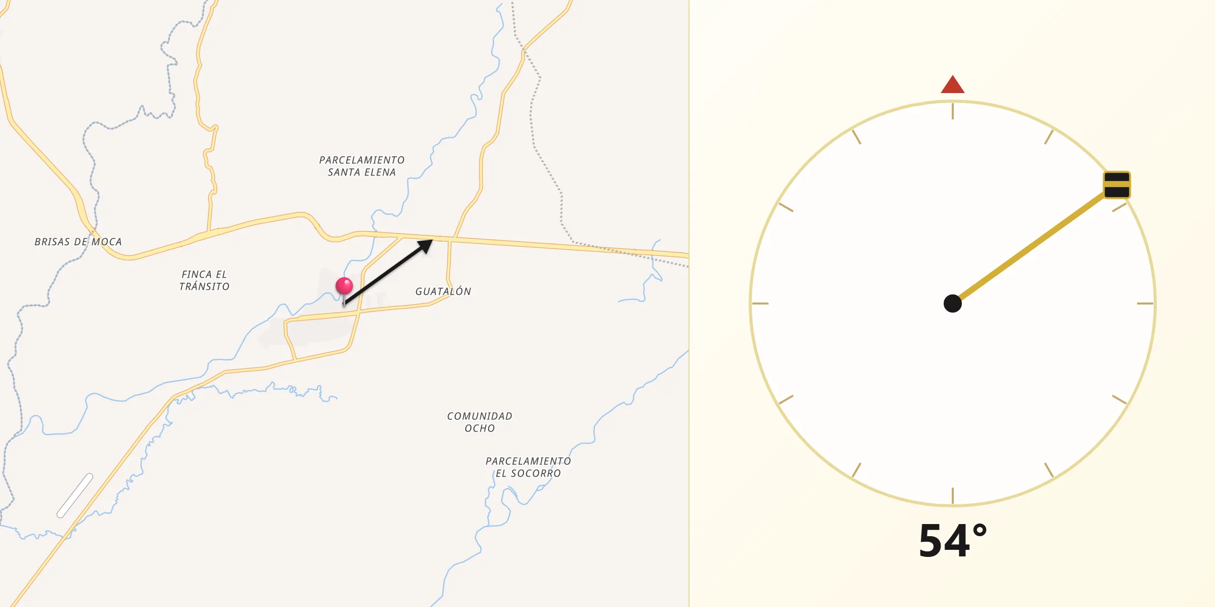 Dirección de la Qibla desde Río Bravo