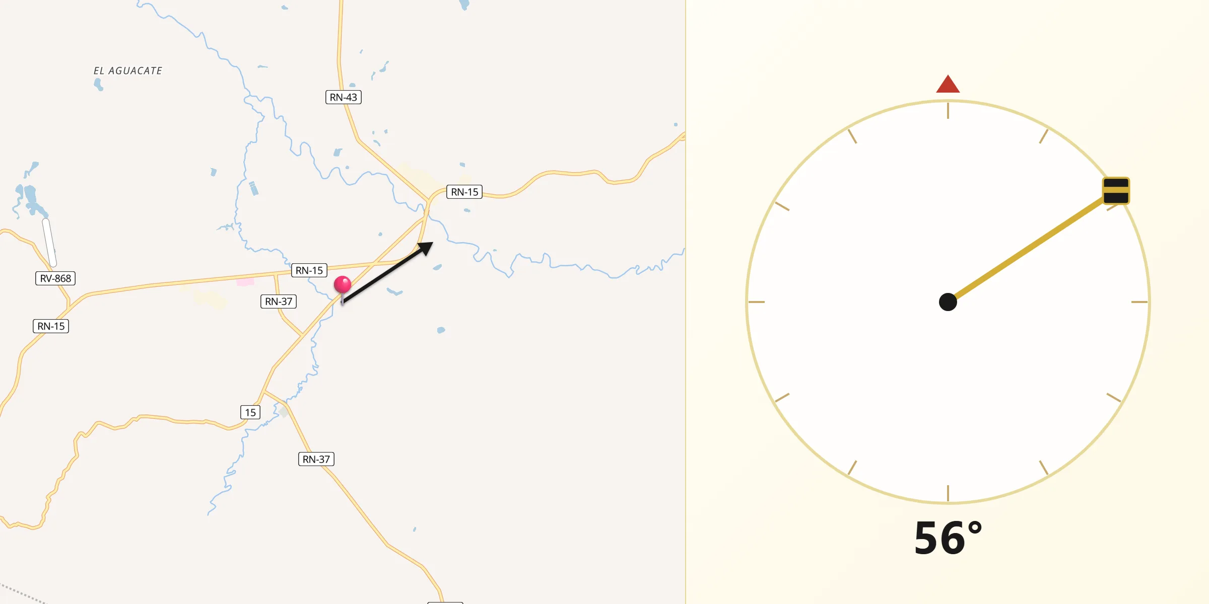 Dirección de la Qibla desde Talanga