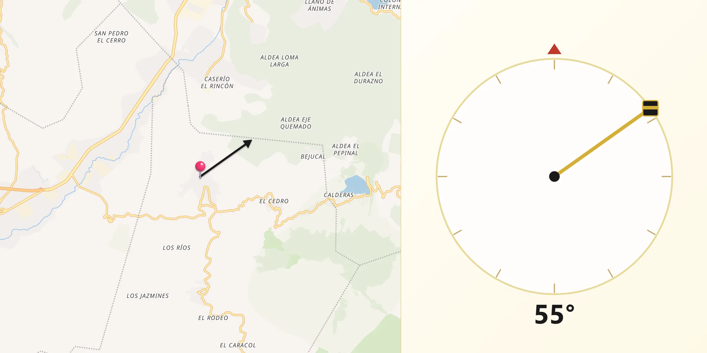 Dirección de la Qibla desde San Vicente Pacaya