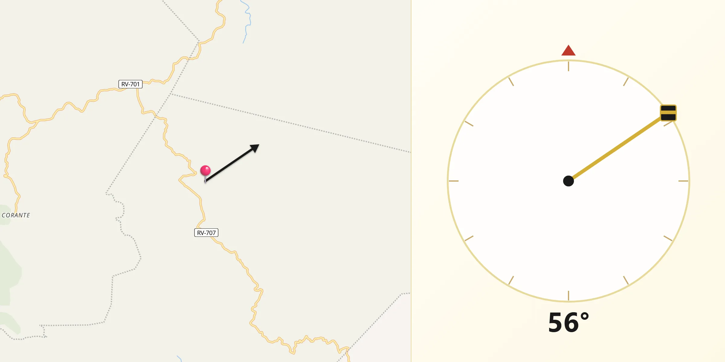 Dirección de la Qibla desde San Marcos de Caiquin