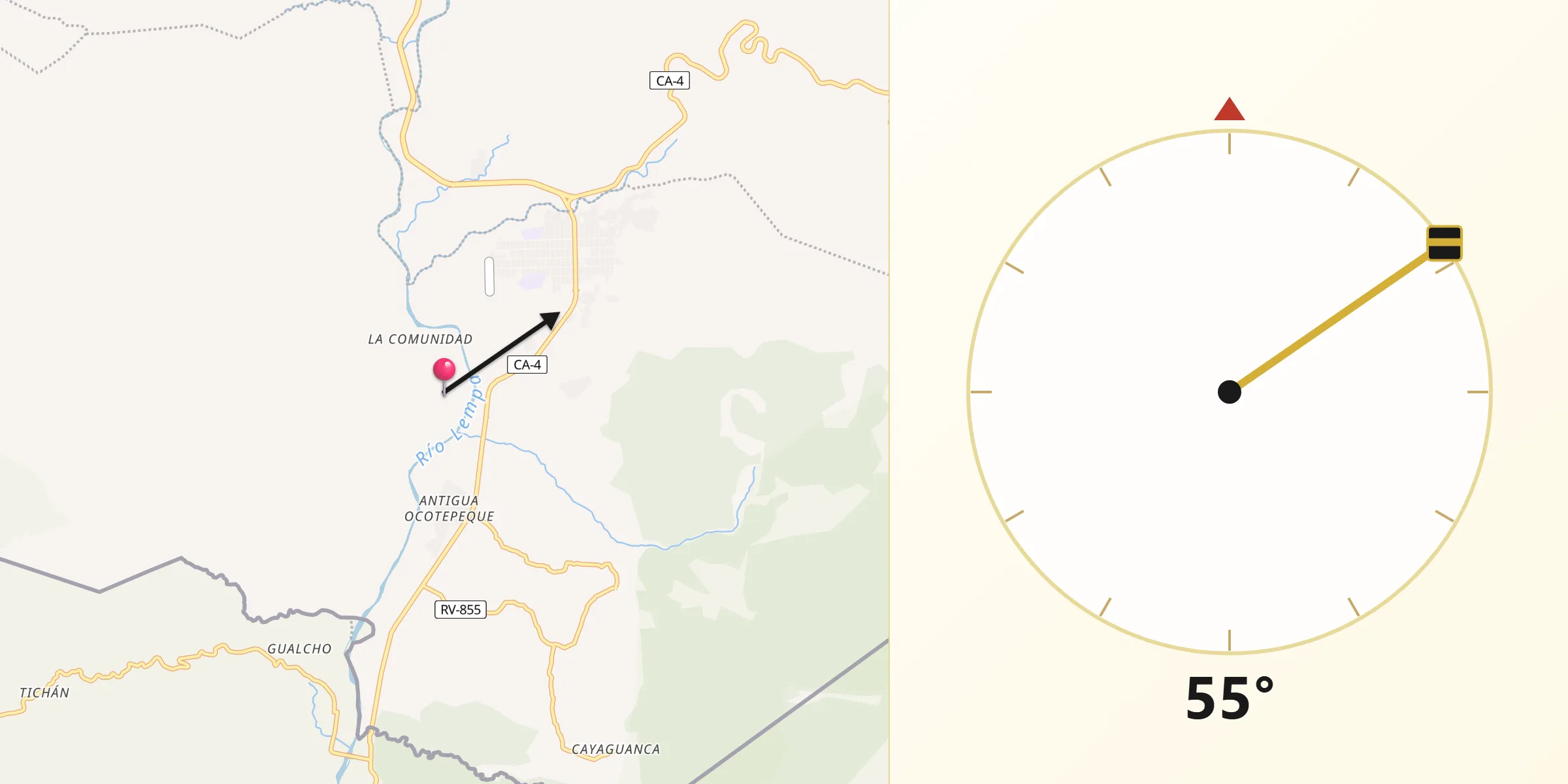 Dirección de la Qibla desde Santa Lucía