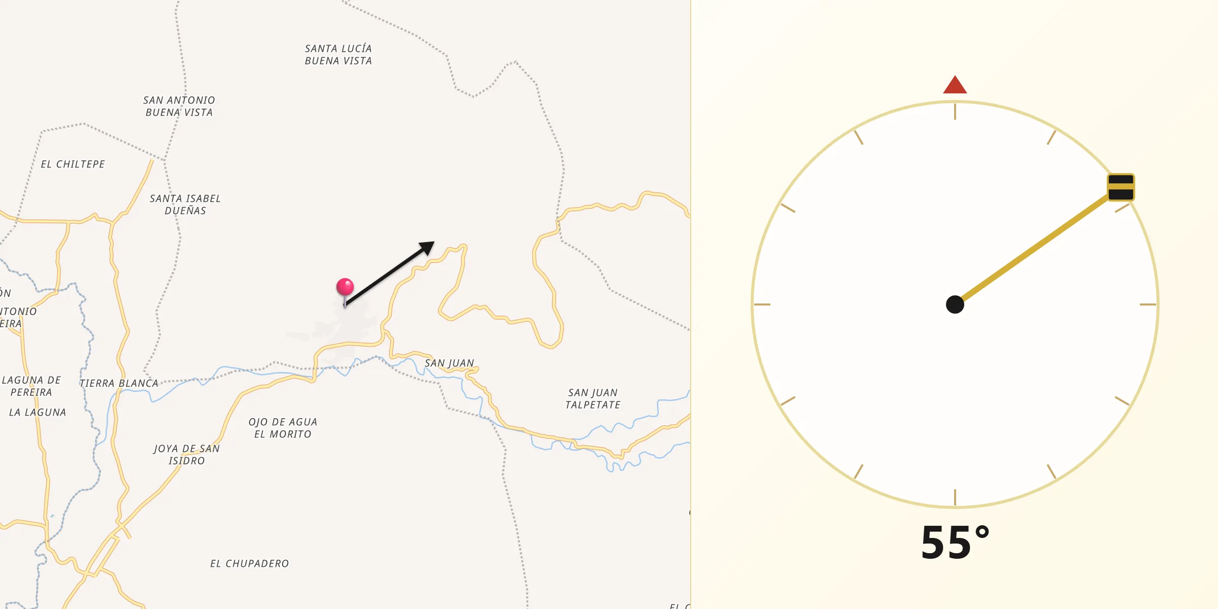 Dirección de la Qibla desde Casillas