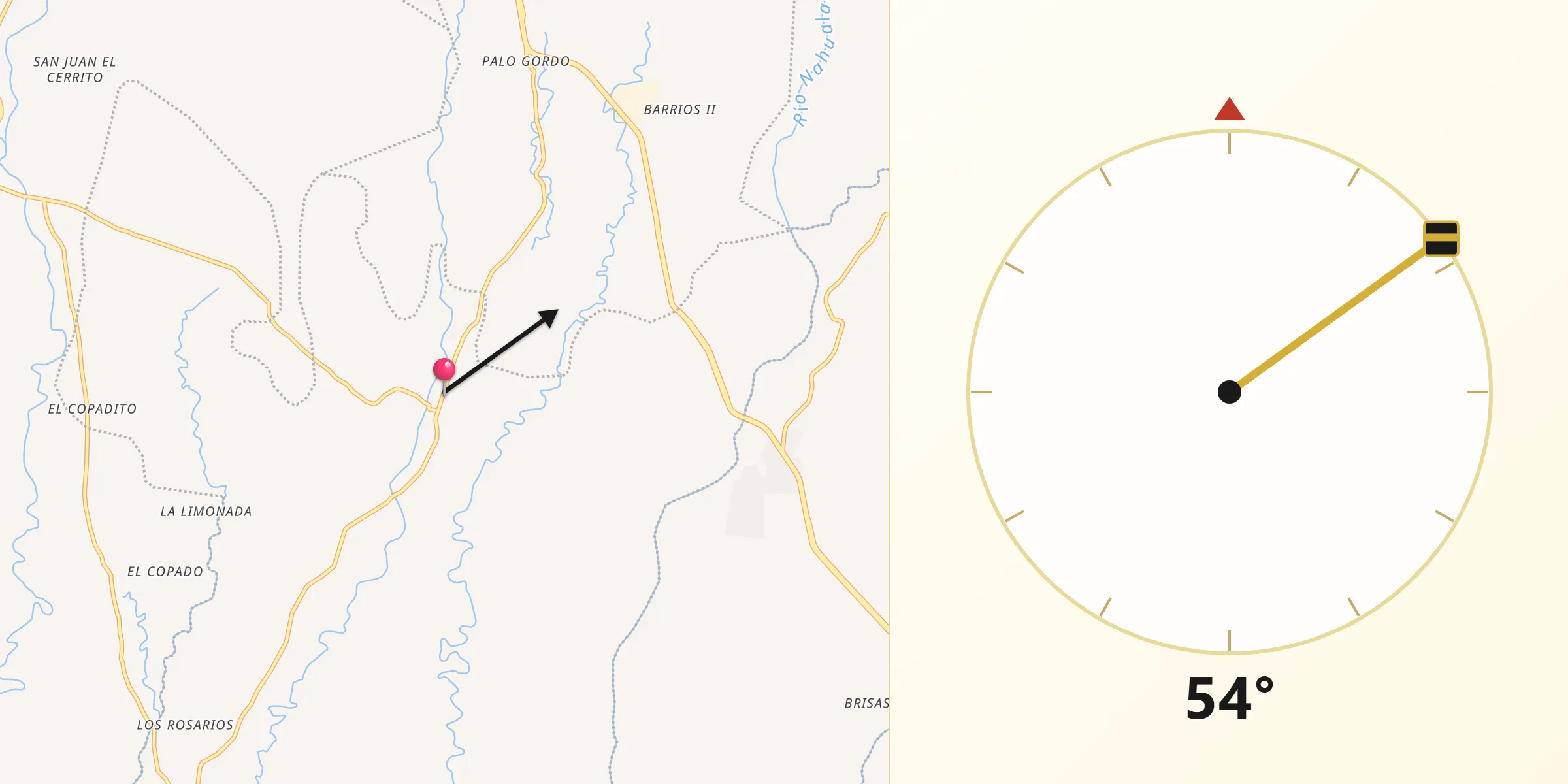 Dirección de la Qibla desde San José El Ídolo
