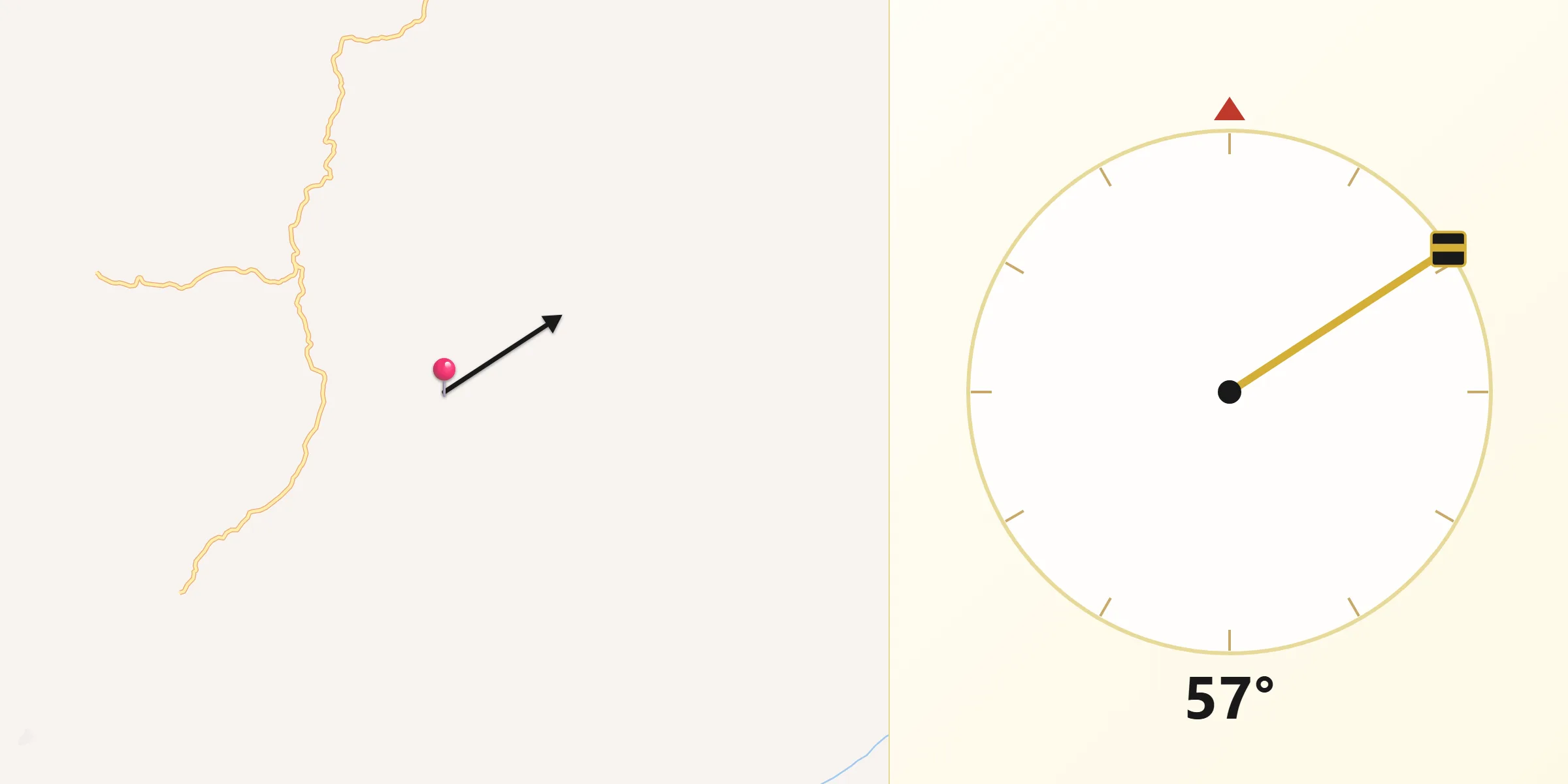 Dirección de la Qibla desde El Rusio