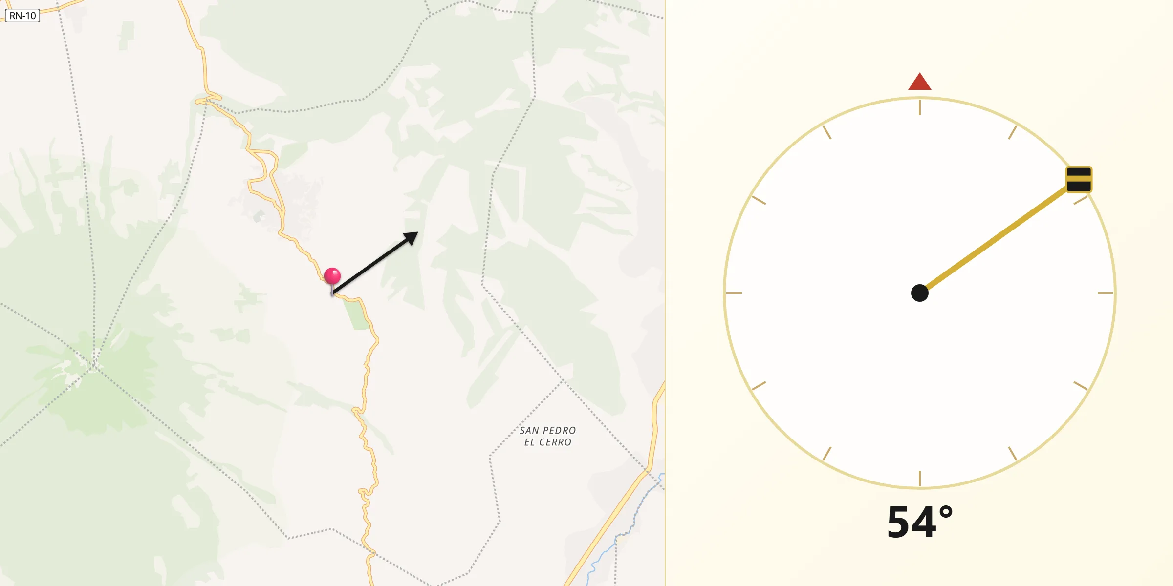 Dirección de la Qibla desde Municipio de Santa María de Jesús