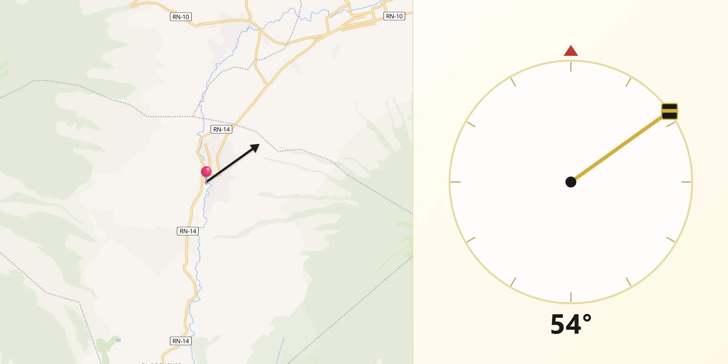 Dirección de la Qibla desde Alotenango