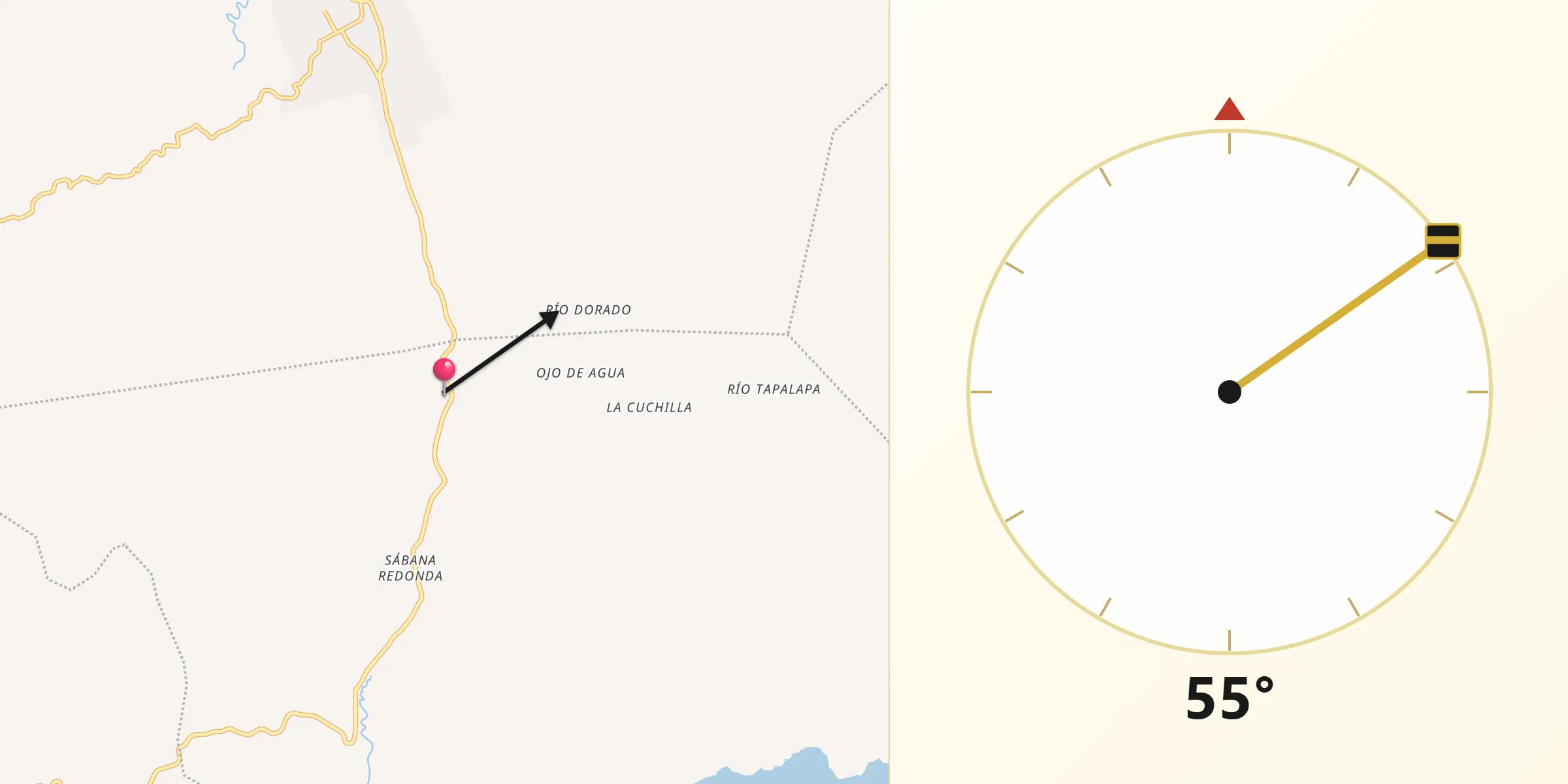 Dirección de la Qibla desde San Rafael Las Flores
