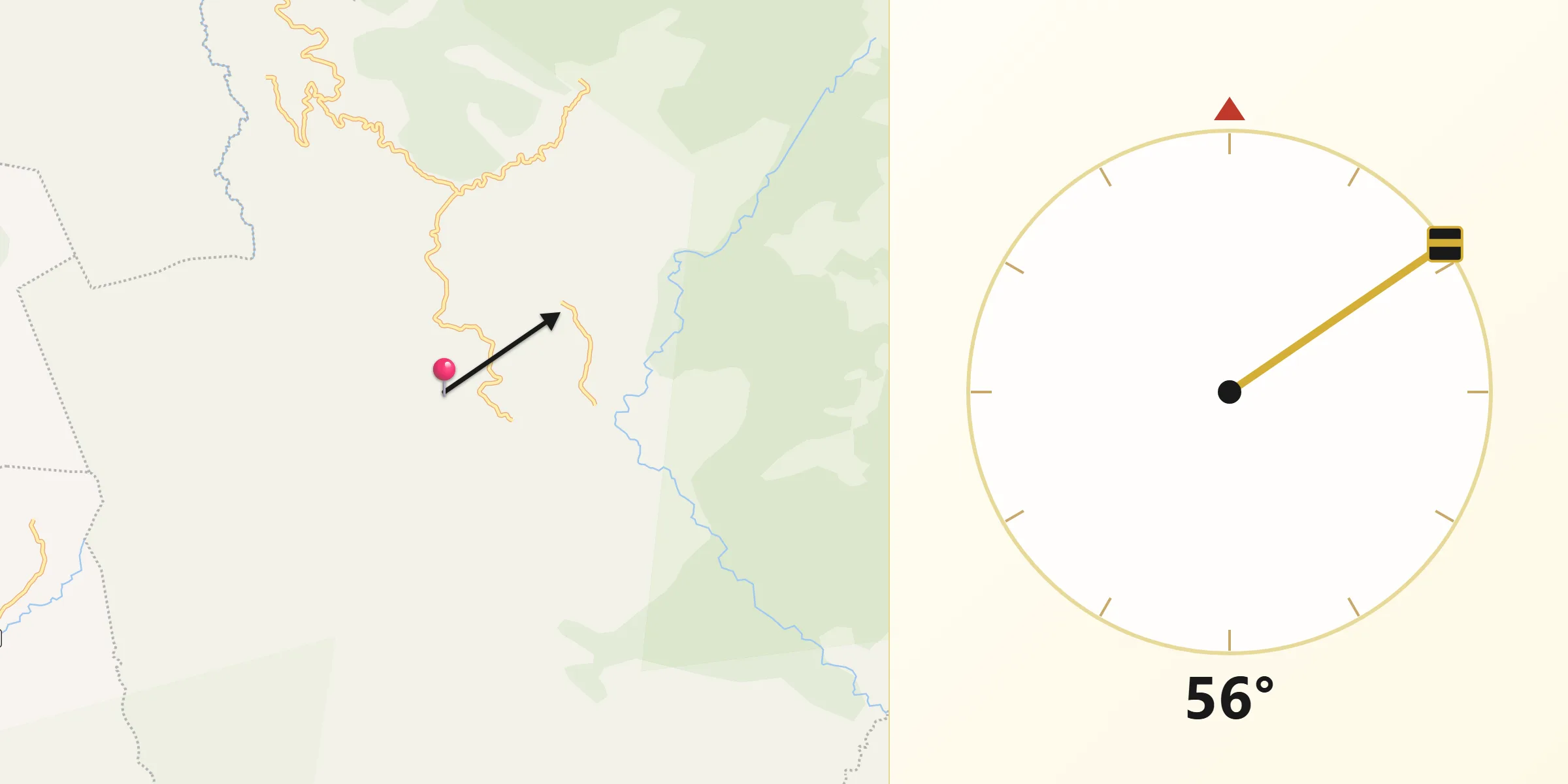 Dirección de la Qibla desde Belén Gualcho