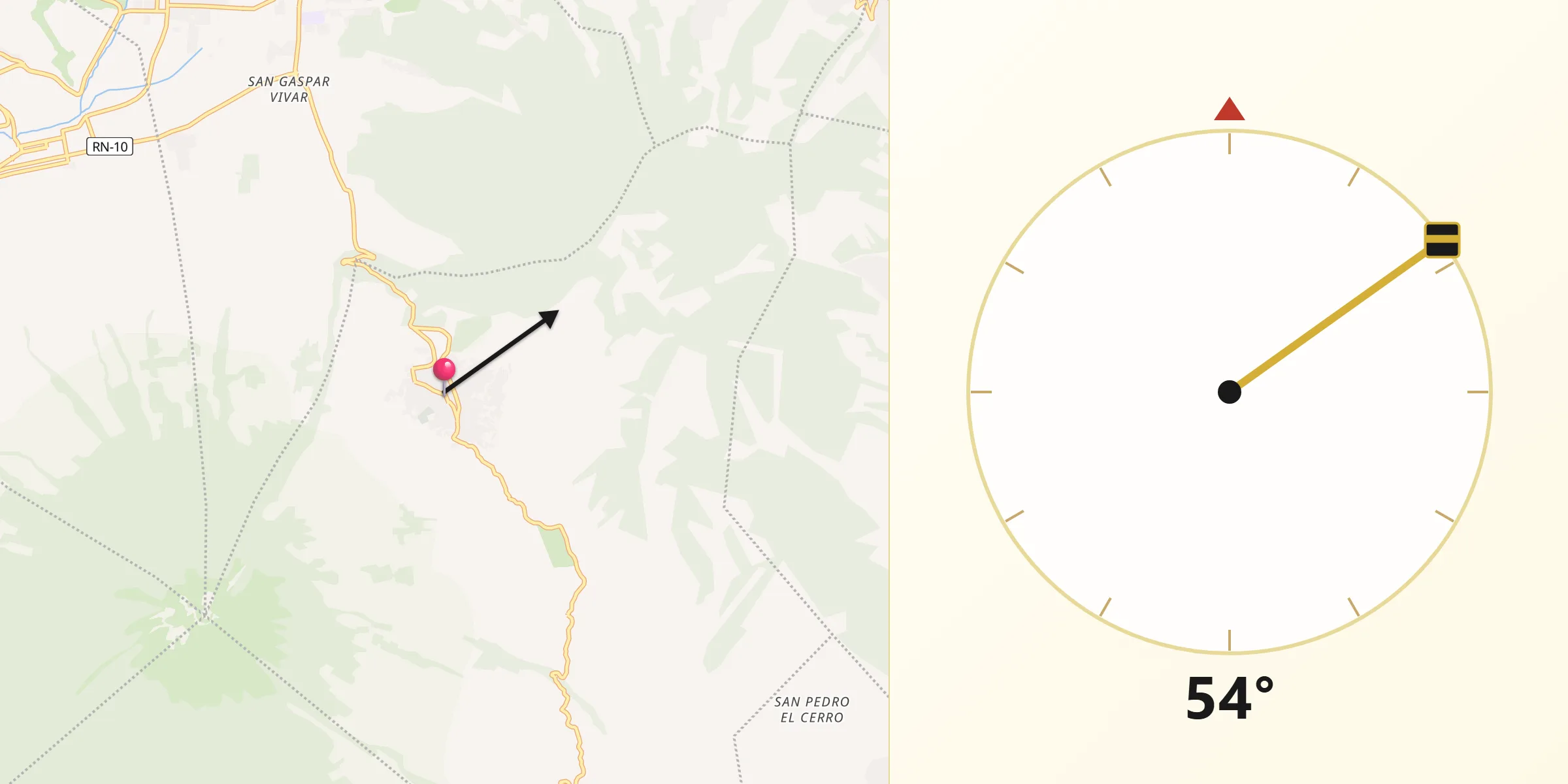 Dirección de la Qibla desde Santa María de Jesús
