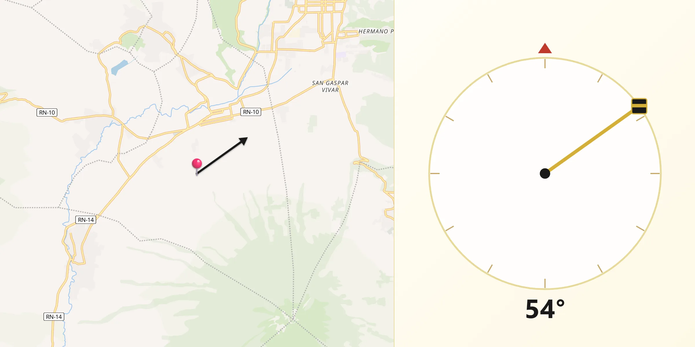 Dirección de la Qibla desde Municipio de Ciudad Vieja
