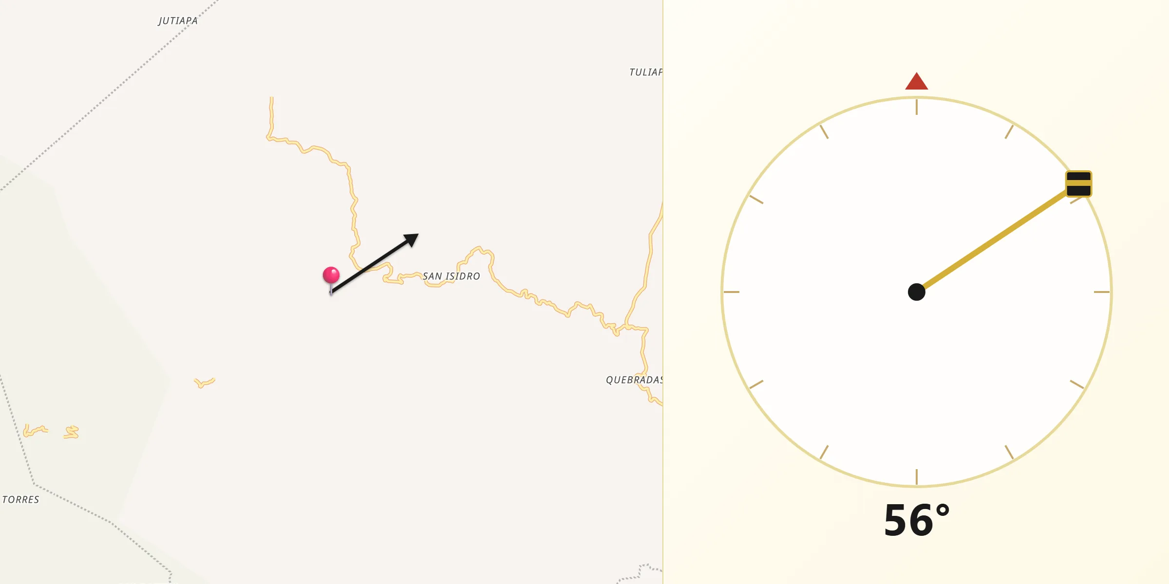 Dirección de la Qibla desde Vallecillo