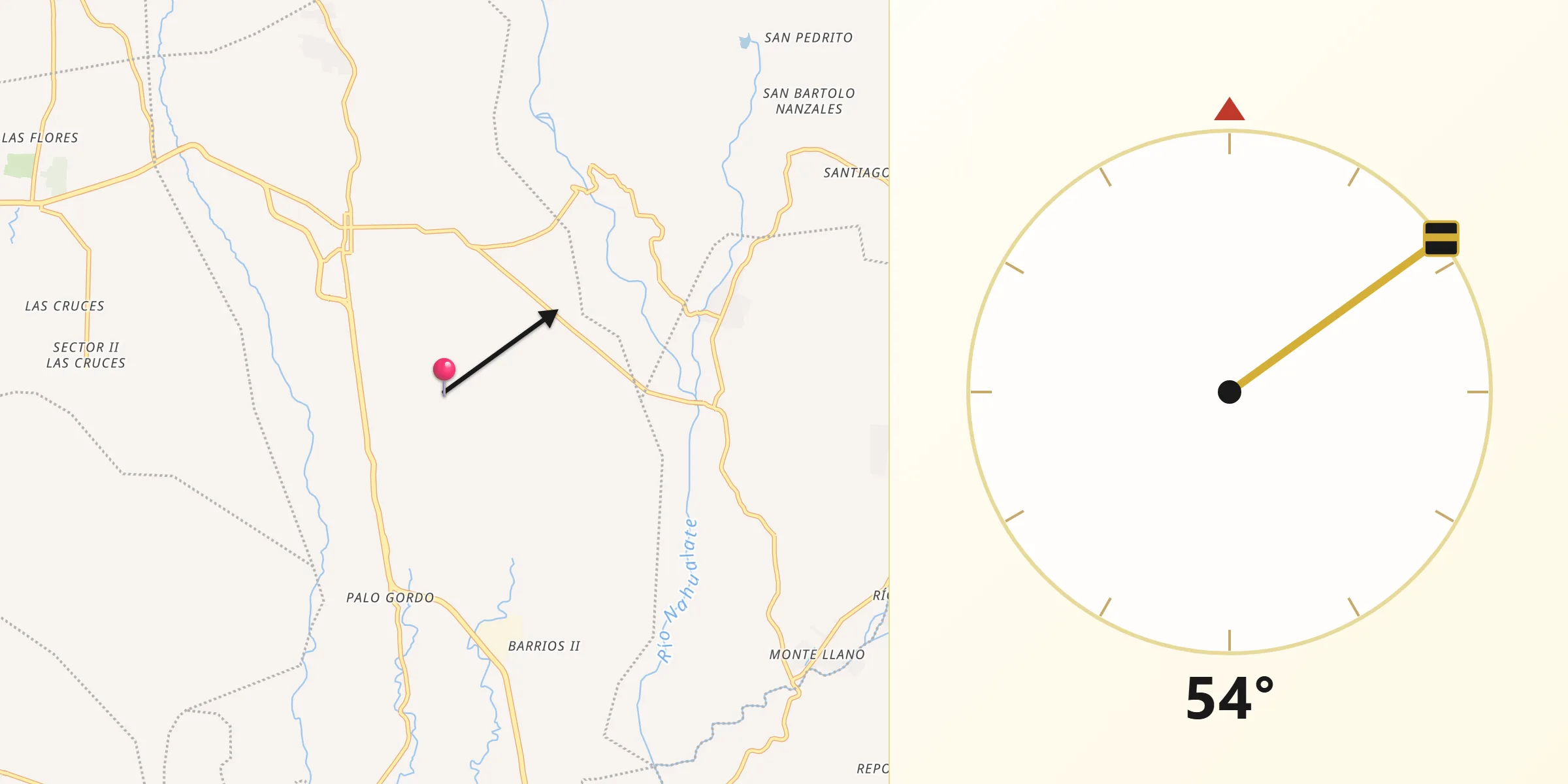Dirección de la Qibla desde Municipio de San Antonio Suchitepéquez