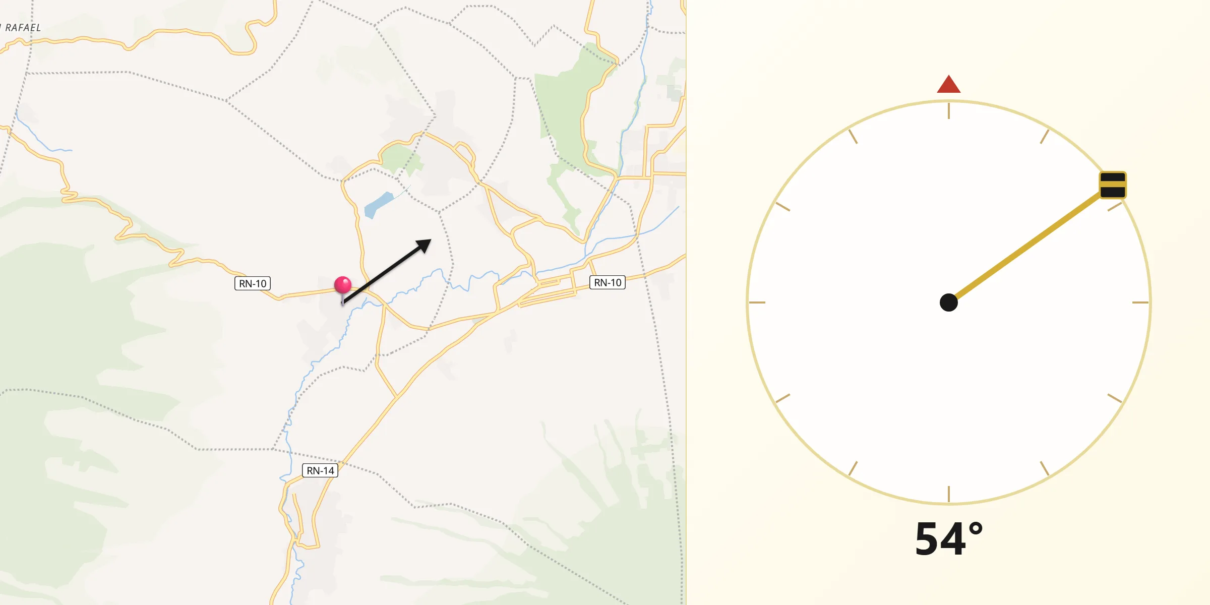 Dirección de la Qibla desde San Miguel Dueñas